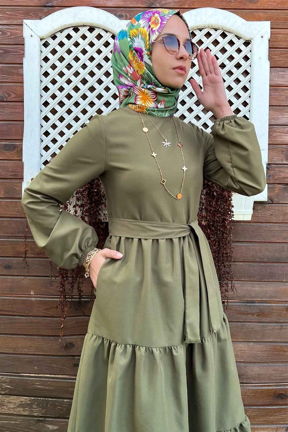Haki Gabardin Elbise | ELBİSE