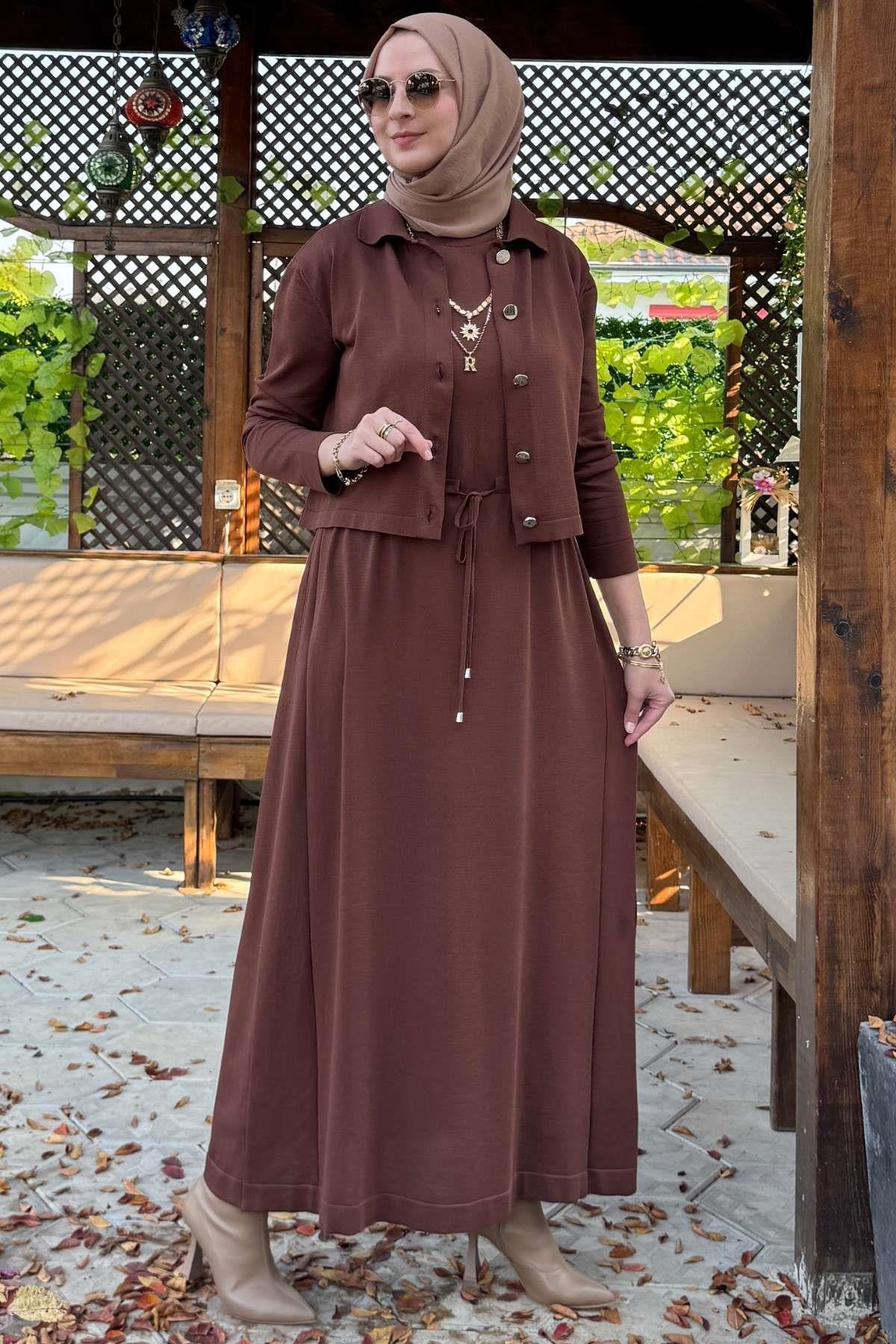 Hazal Triko Elbise Zümrüt | Rabia Şamlı | Tesettür Giyim, Elbise ve Kadın Giyim Modası