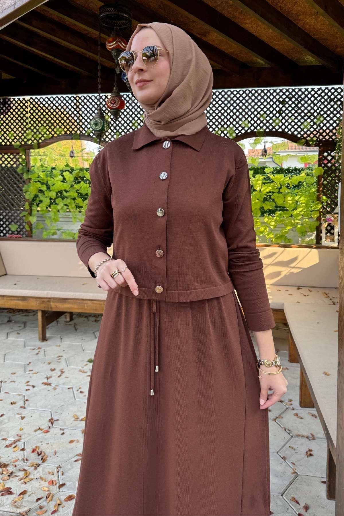 Hazal Triko Elbise Zümrüt | Rabia Şamlı | Tesettür Giyim, Elbise ve Kadın Giyim Modası