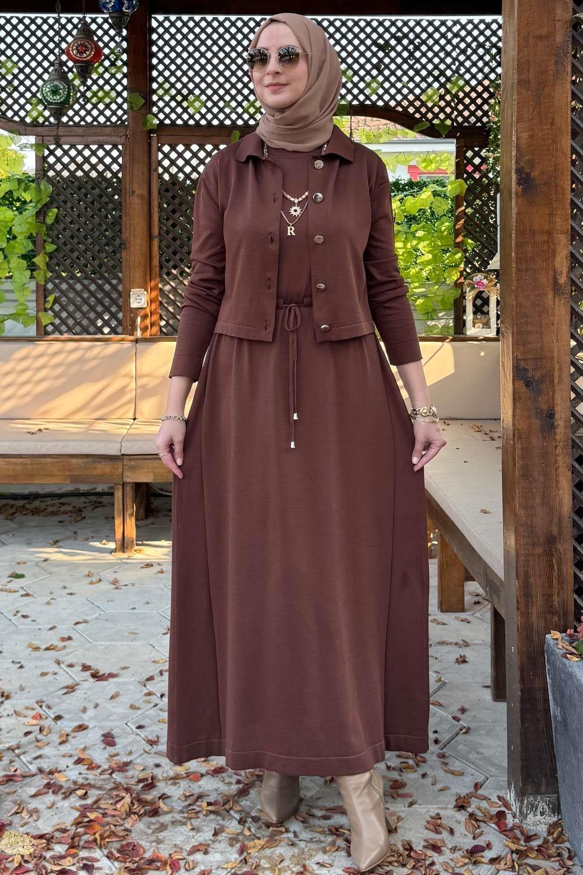 Hazal Triko Elbise Zümrüt | Rabia Şamlı | Tesettür Giyim, Elbise ve Kadın Giyim Modası