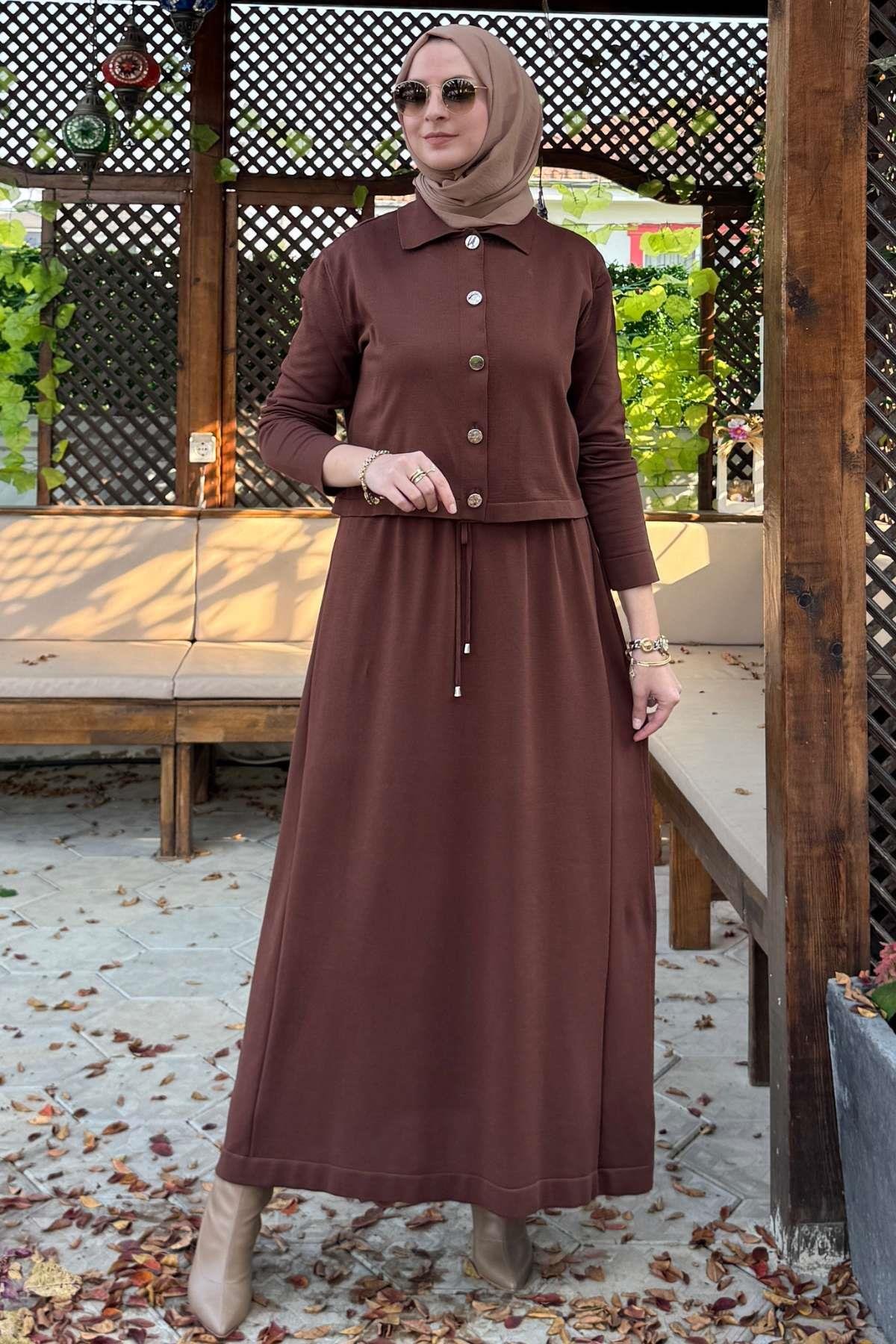 Hazal Triko Elbise Zümrüt | Rabia Şamlı | Tesettür Giyim, Elbise ve Kadın Giyim Modası