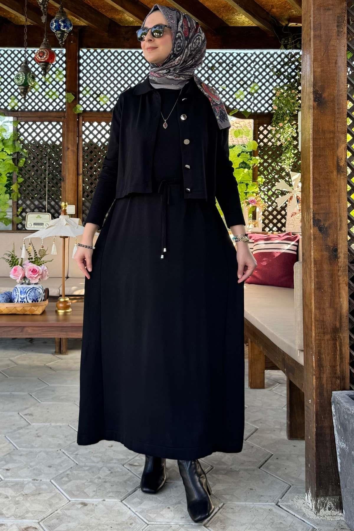 Nisan Simli Triko Elbise Sütlü Kahve | Rabia Şamlı