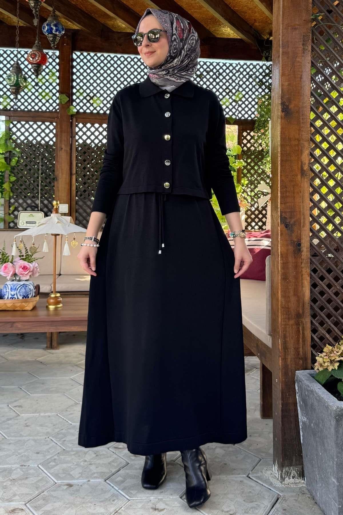 Nisan Simli Triko Elbise Sütlü Kahve | Rabia Şamlı