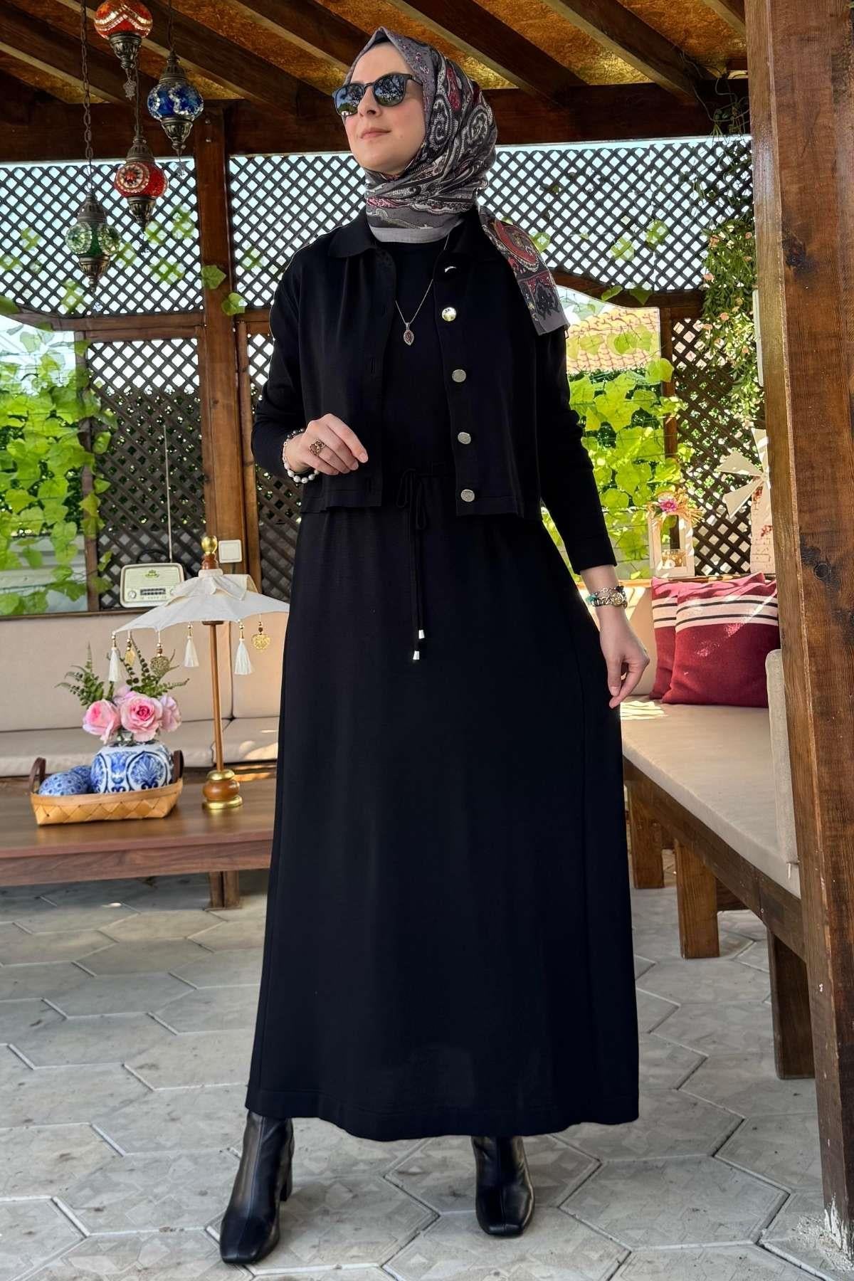 Nisan Simli Triko Elbise Sütlü Kahve | Rabia Şamlı