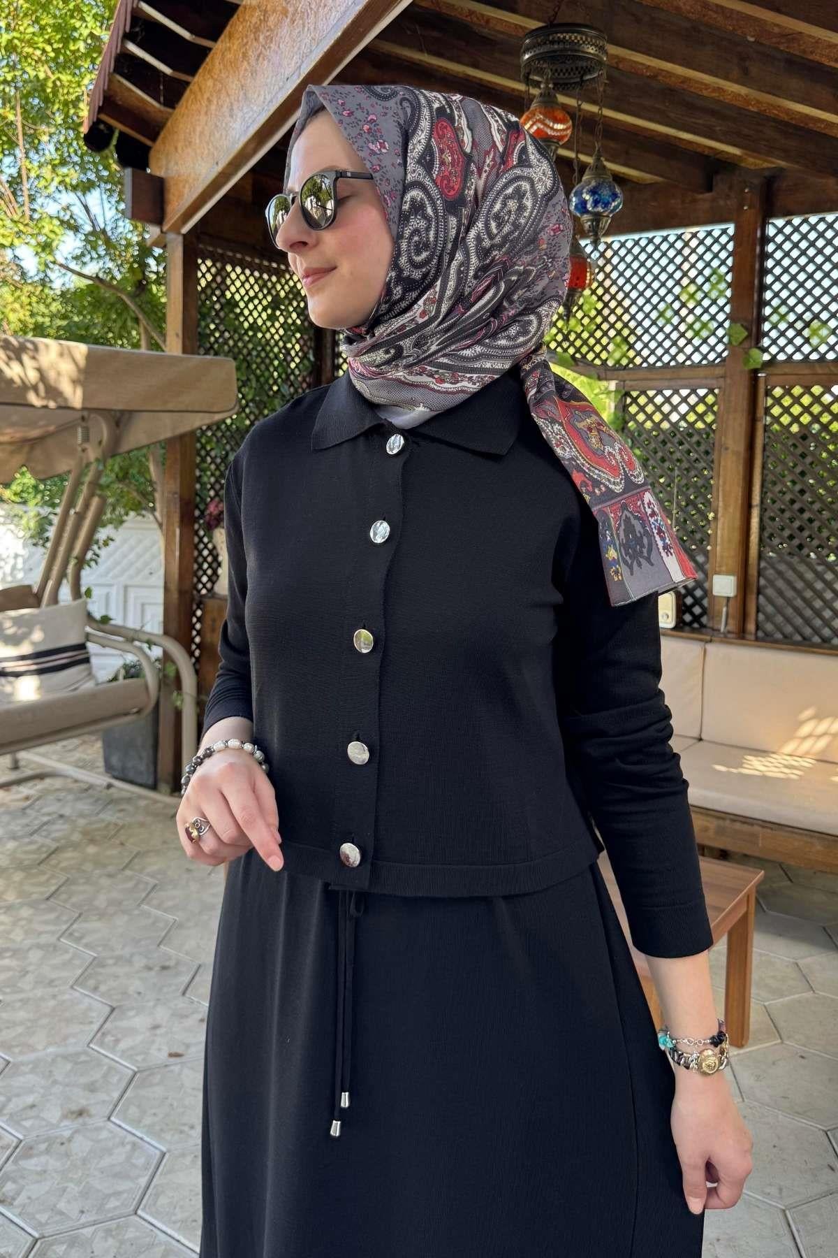 Nisan Simli Triko Elbise Sütlü Kahve | Rabia Şamlı