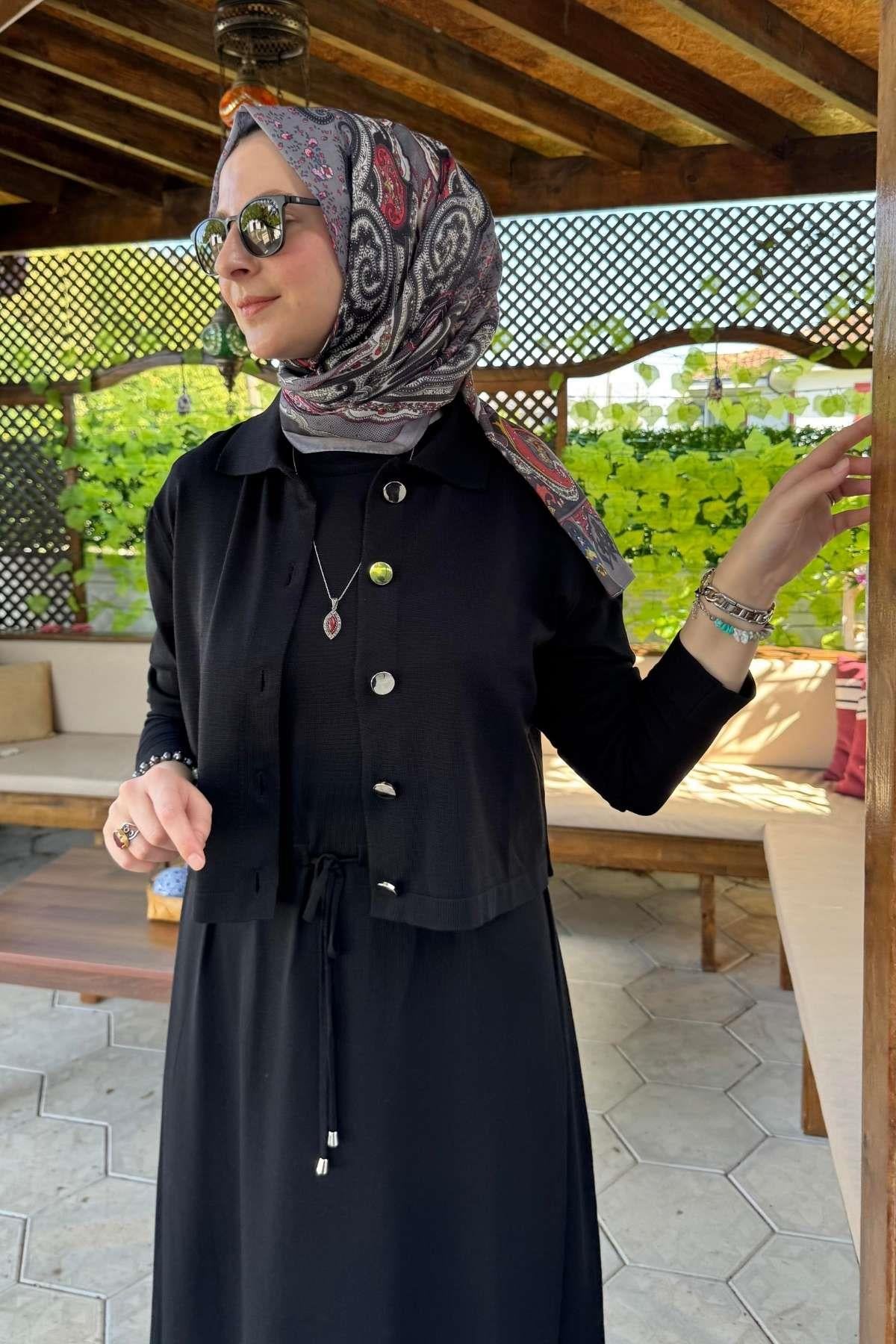Nisan Simli Triko Elbise Sütlü Kahve | Rabia Şamlı
