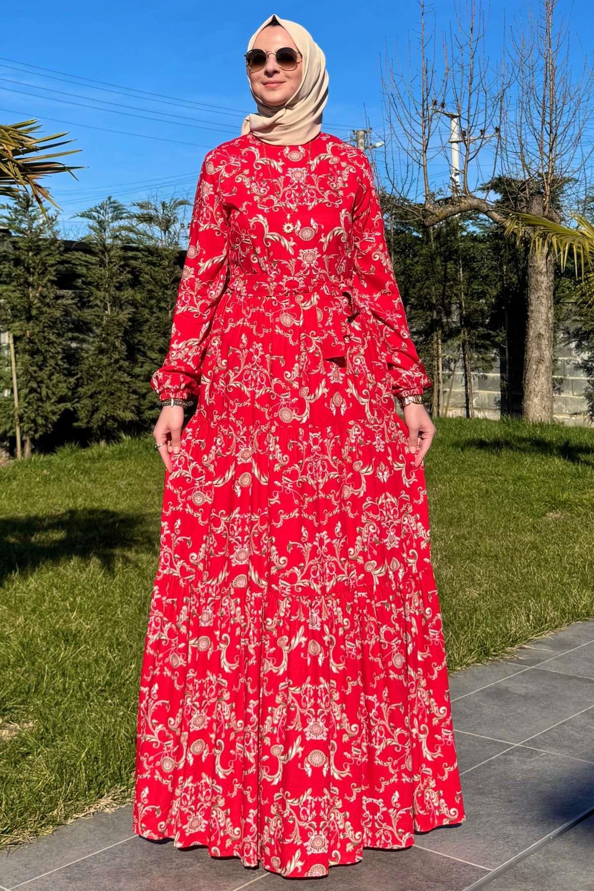 Kot Efektli Elbise Lacivert | Rabia Şamlı | Tesettür Giyim, Elbise ve Kadın Giyim Modası