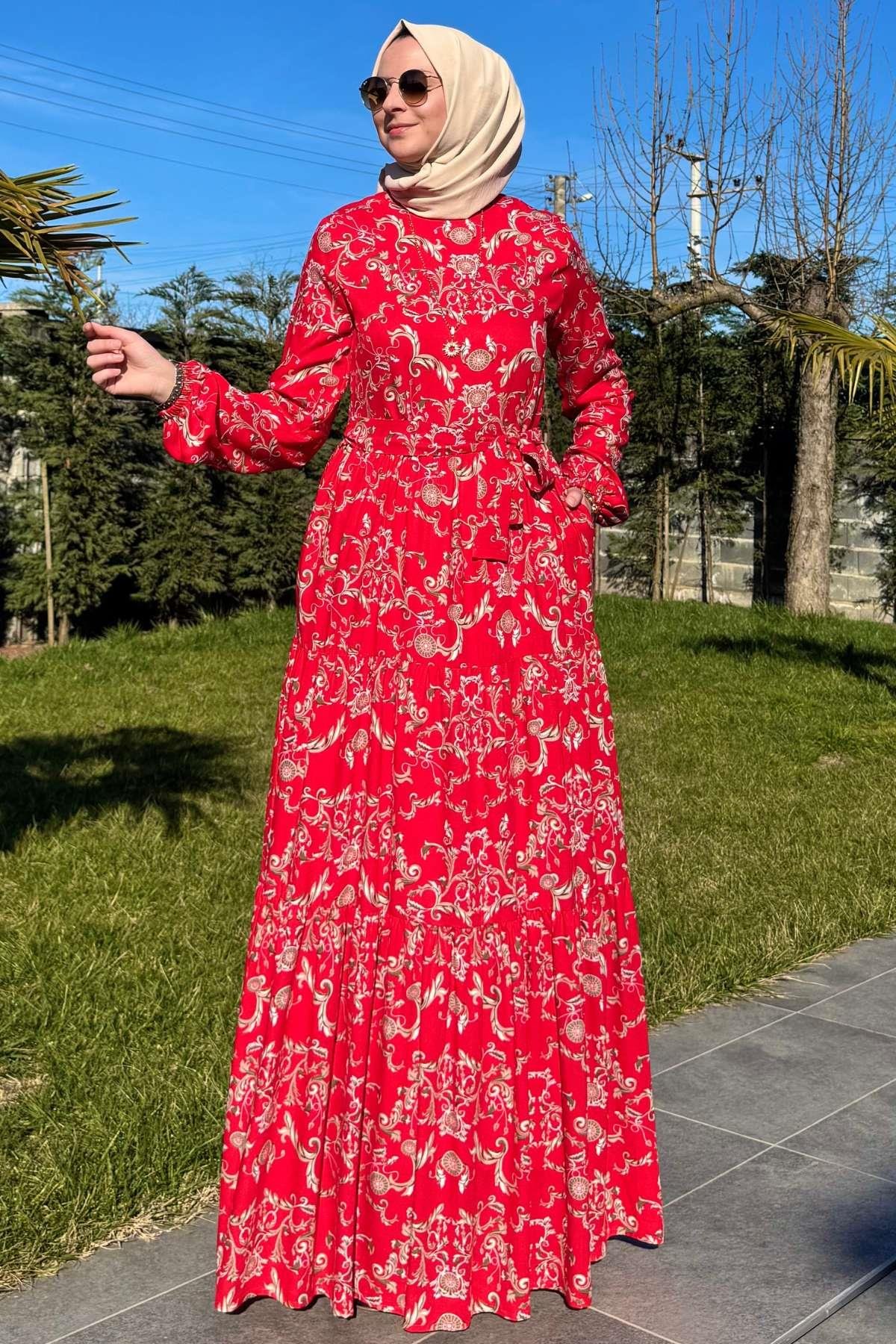Kot Efektli Elbise Lacivert | Rabia Şamlı | Tesettür Giyim, Elbise ve Kadın Giyim Modası