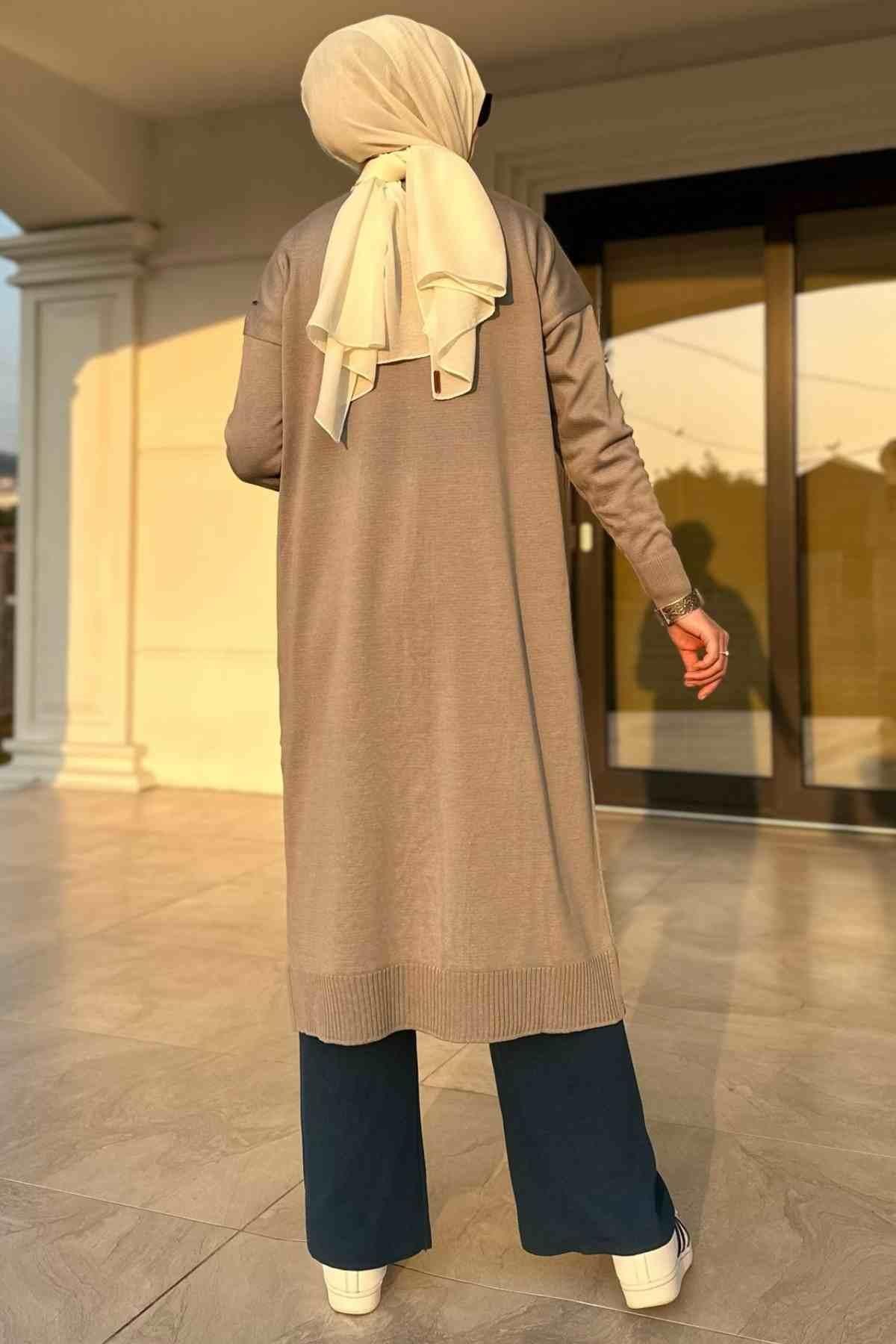 Yeşil Çizgili Müslin Kap | Rabia Şamlı | Tesettür Giyim, Elbise ve Kadın Giyim Modası