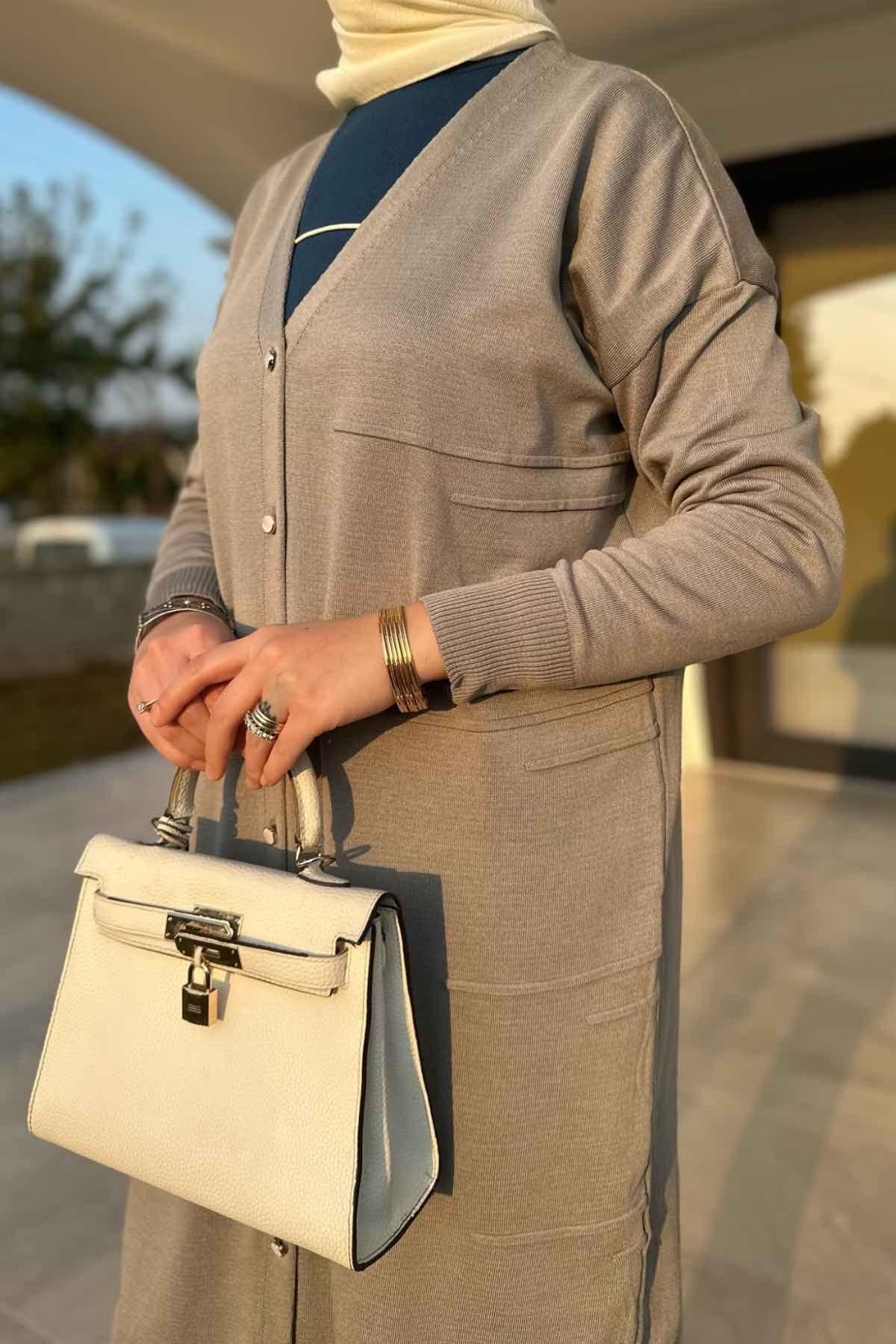 Yeşil Çizgili Müslin Kap | Rabia Şamlı | Tesettür Giyim, Elbise ve Kadın Giyim Modası