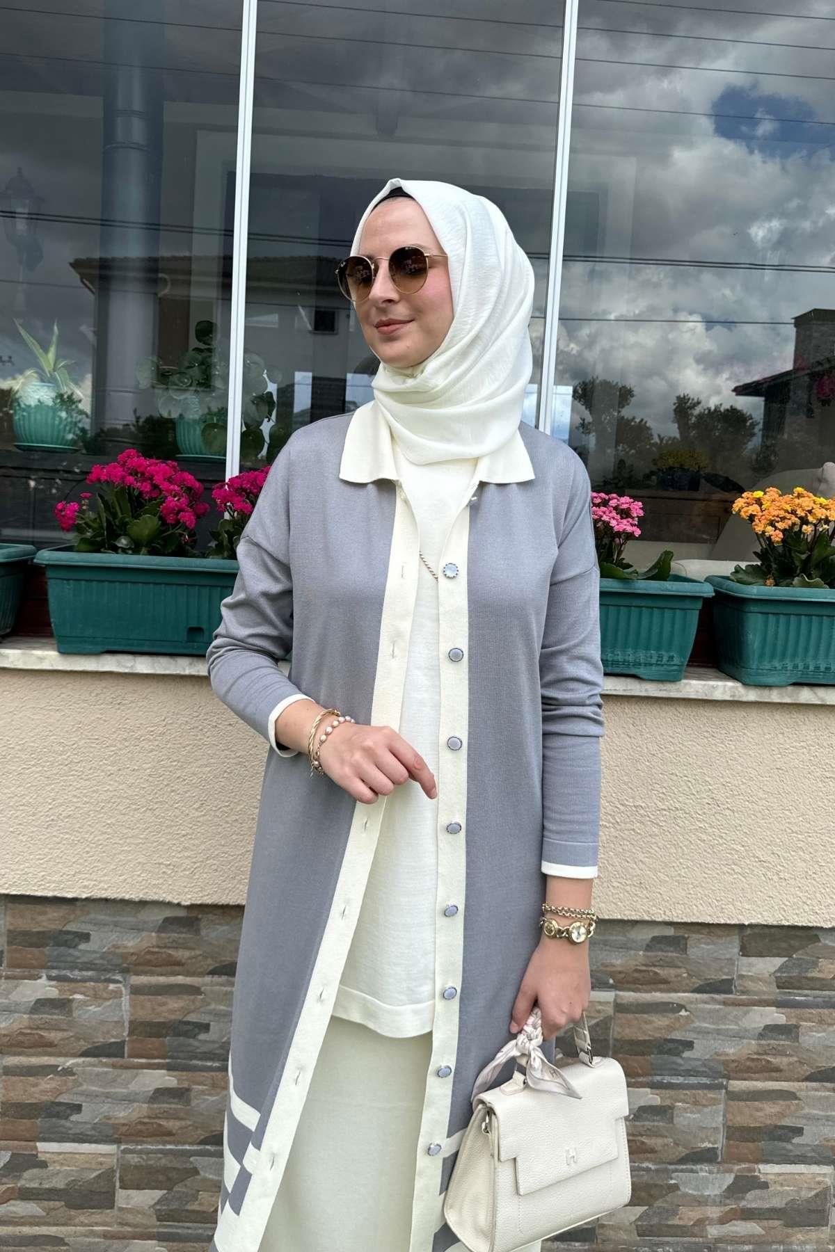 Sinem Çelik Örme Triko Hırka Sütlü Kahve - Rabia Şamlı
