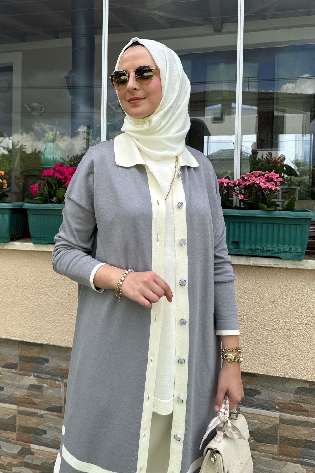 Sinem Çelik Örme Triko Hırka Sütlü Kahve - Rabia Şamlı