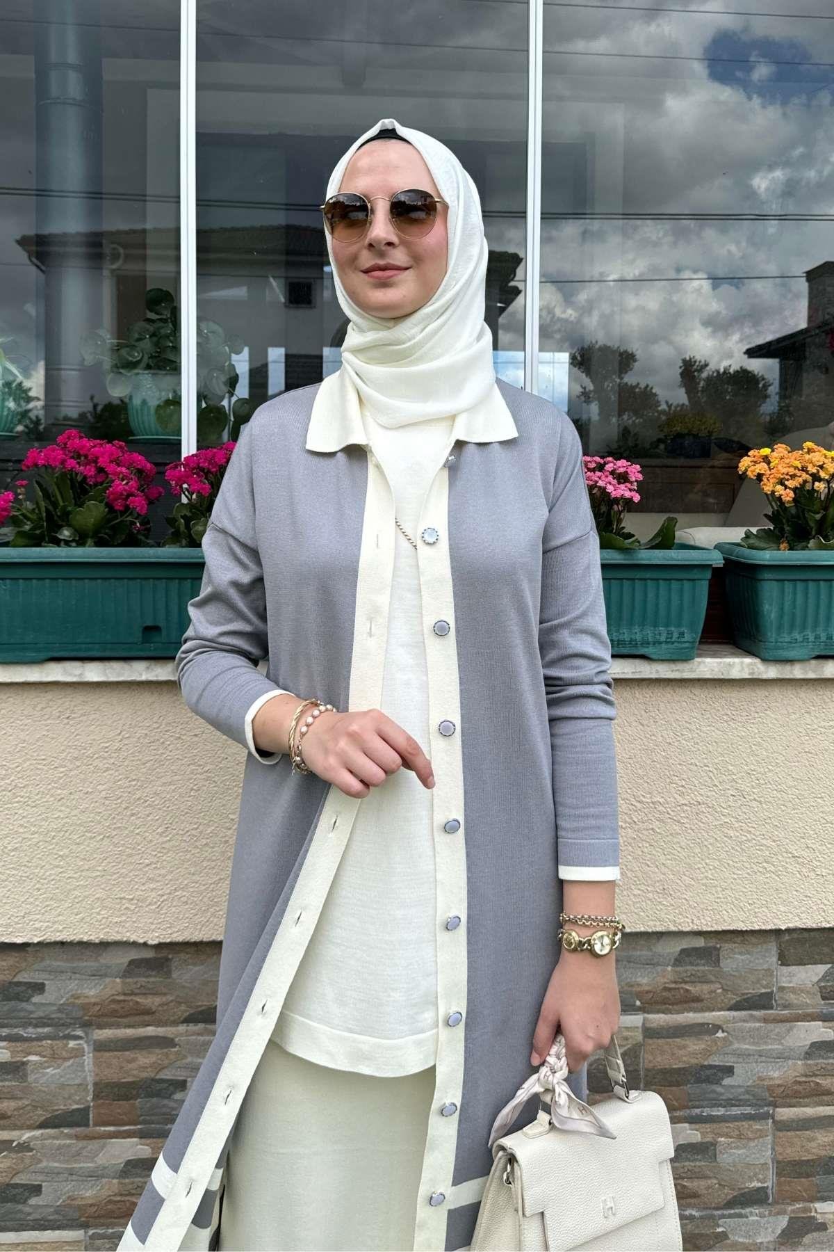 Sinem Çelik Örme Triko Hırka Sütlü Kahve - Rabia Şamlı