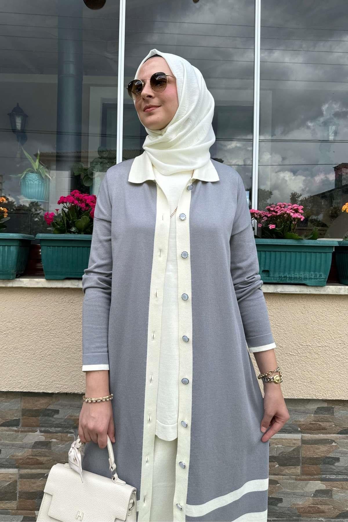 Sinem Çelik Örme Triko Hırka Sütlü Kahve - Rabia Şamlı