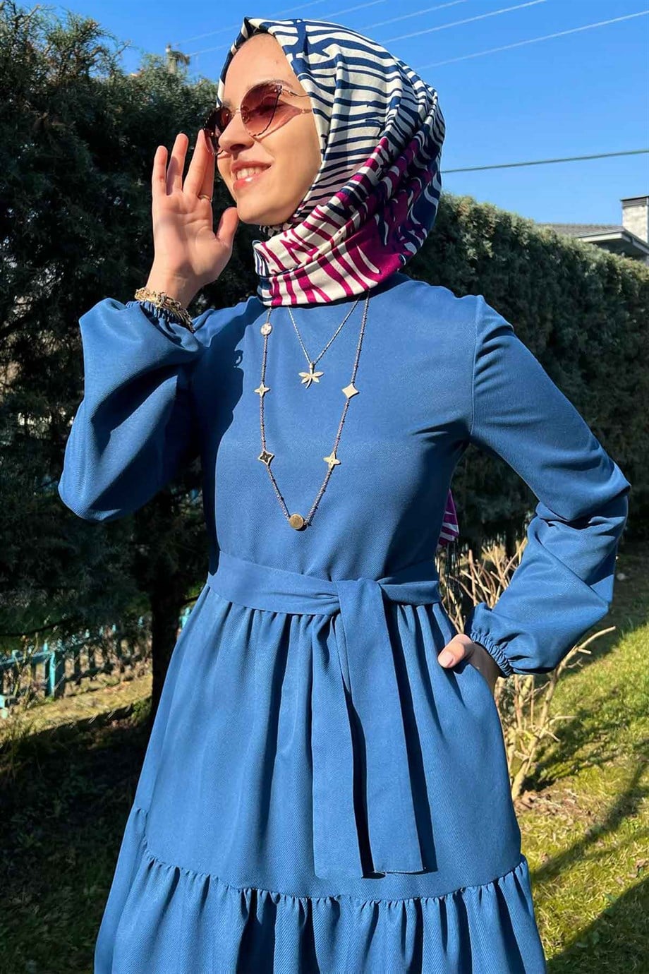 İndigo Gabardin Elbise | ELBİSE