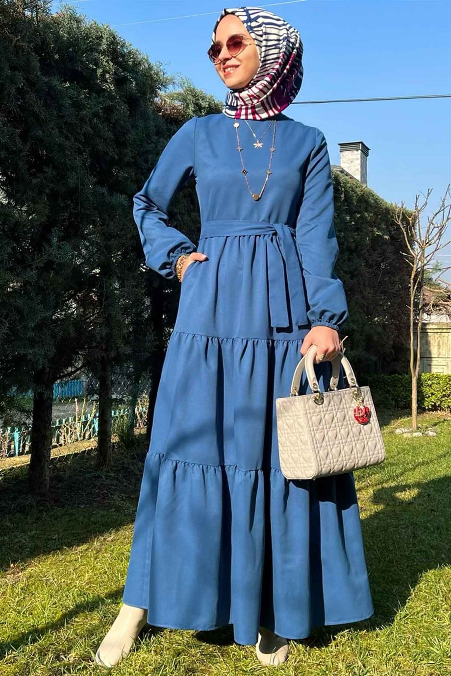 İndigo Gabardin Elbise | ELBİSE