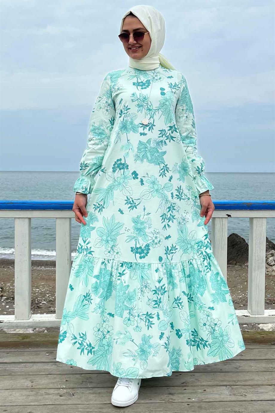 Irmak Organik Pamuklu Elbise Mint | ELBİSE