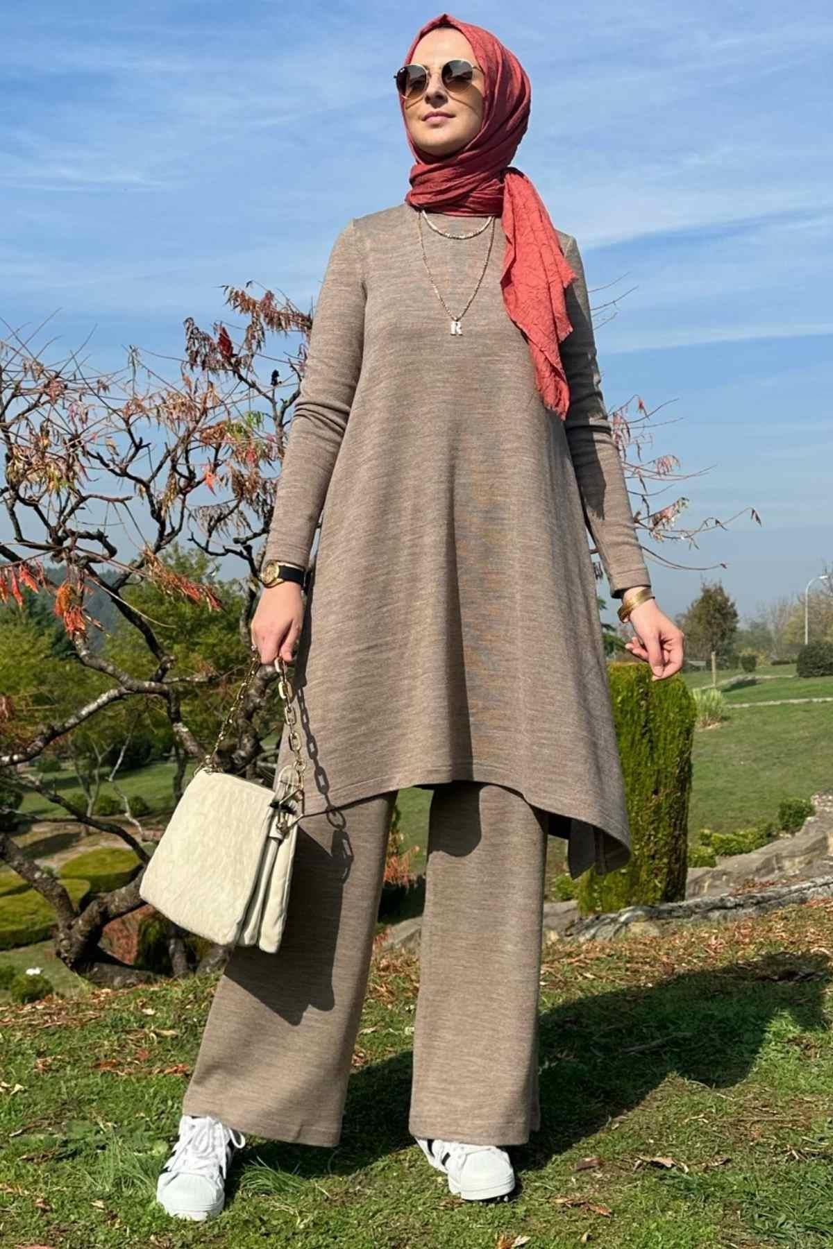 Elif Pantolonlu Triko Takım Siyah - Rabia Şamlı | Tesettür Giyim, Elbise ve Kadın Giyim Modası