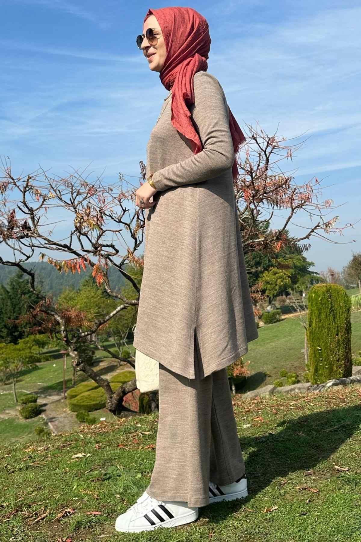 Elif Pantolonlu Triko Takım Siyah - Rabia Şamlı | Tesettür Giyim, Elbise ve Kadın Giyim Modası