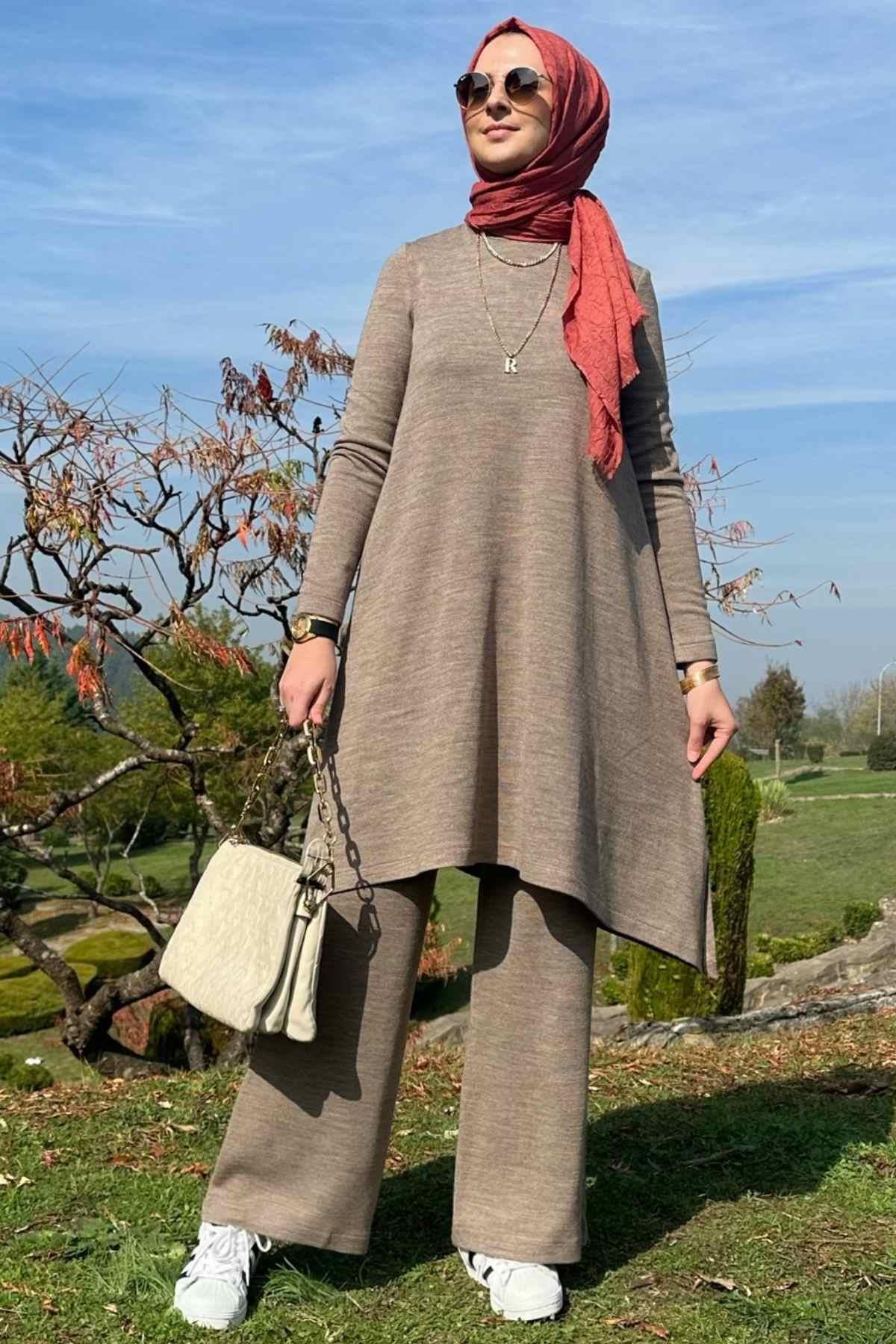 Elif Pantolonlu Triko Takım Siyah - Rabia Şamlı | Tesettür Giyim, Elbise ve Kadın Giyim Modası