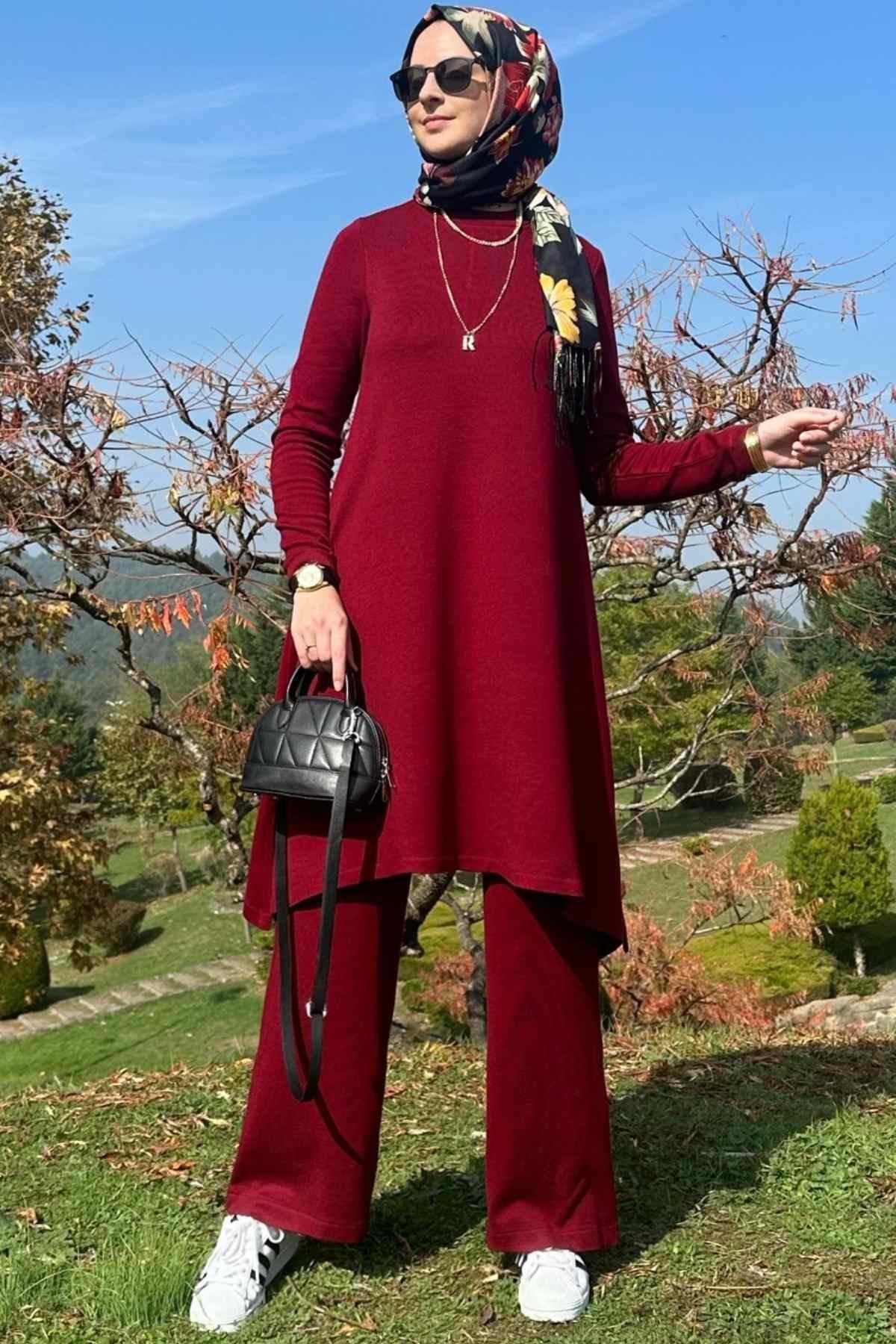 Elif Pantolonlu Triko Takım Siyah - Rabia Şamlı | Tesettür Giyim, Elbise ve Kadın Giyim Modası