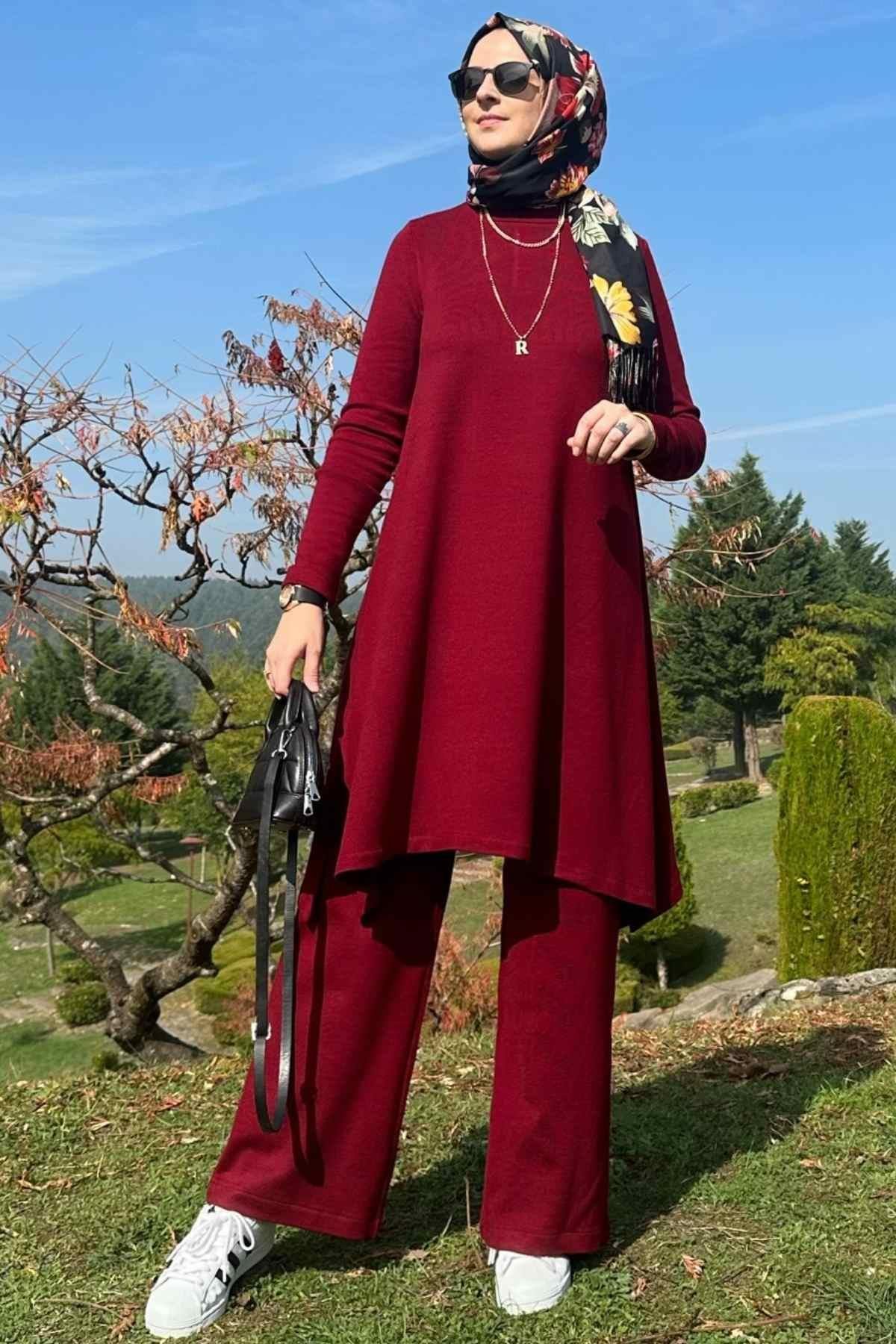 Elif Pantolonlu Triko Takım Siyah - Rabia Şamlı | Tesettür Giyim, Elbise ve Kadın Giyim Modası