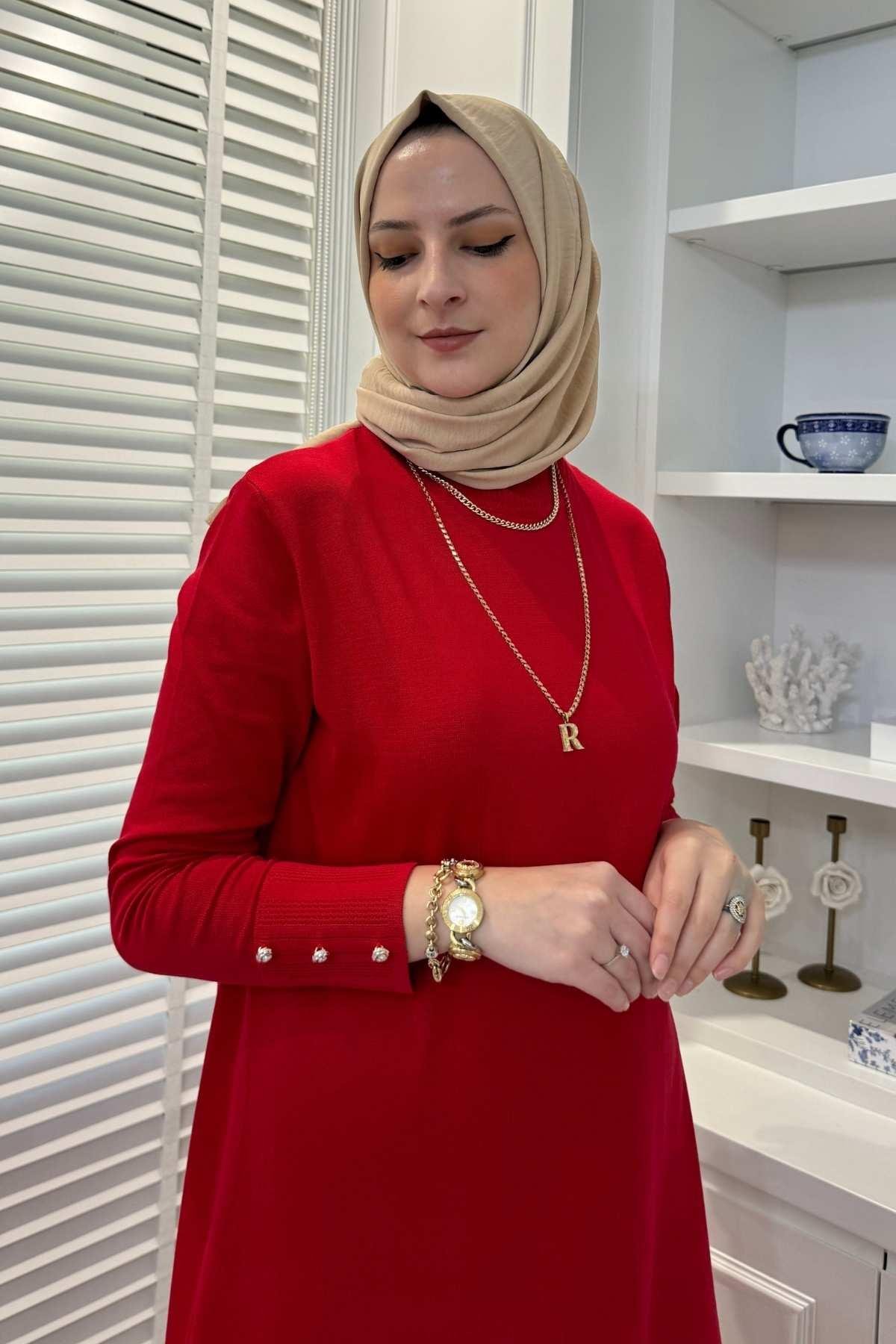 Cansın Antrasit Triko Elbise - Rabia Şamlı | Tesettür Giyim, Elbise ve Kadın Giyim Modası