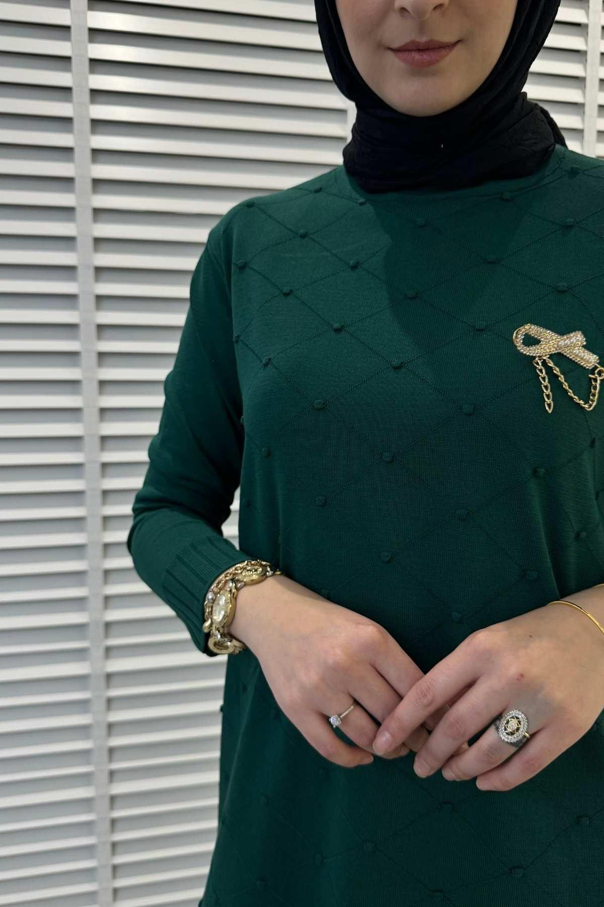 Nesrin Taşlı Triko Tunik Gri | Rabia Şamlı | Tesettür Giyim, Elbise ve Kadın Giyim Modası