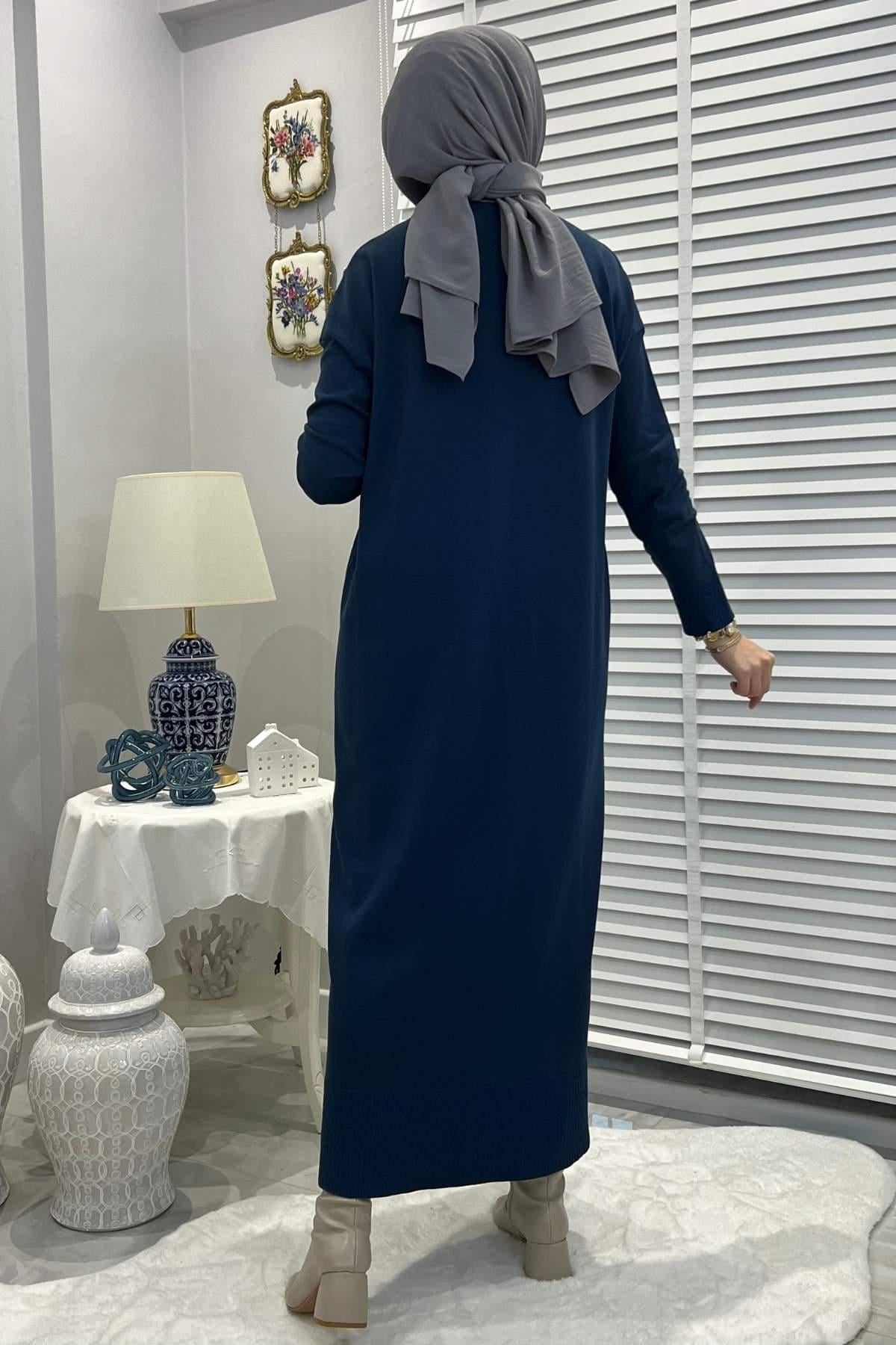 Cansın Antrasit Triko Elbise | Rabia Şamlı | Tesettür Giyim, Elbise ve Kadın Giyim Modası