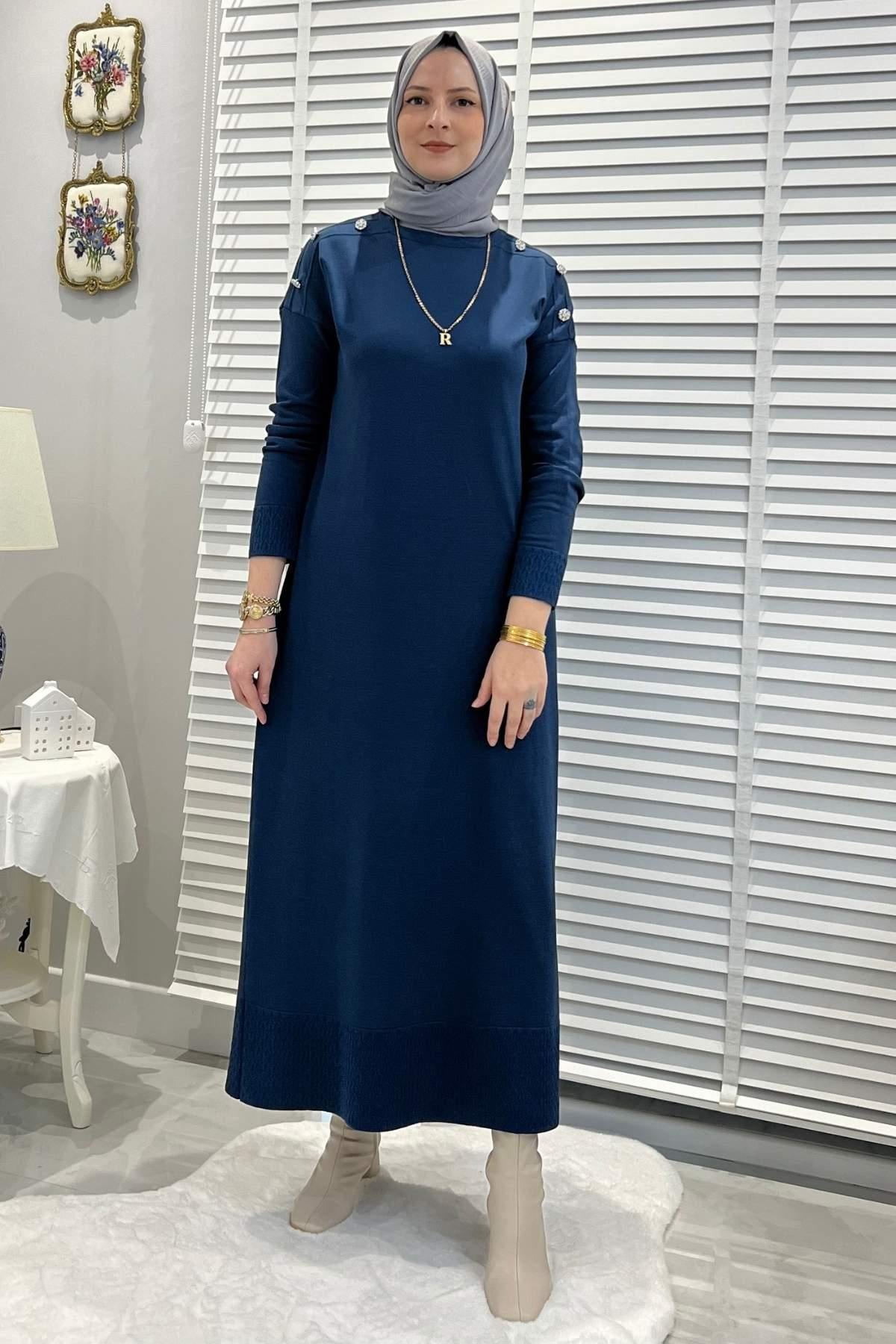 Cansın Antrasit Triko Elbise | Rabia Şamlı | Tesettür Giyim, Elbise ve Kadın Giyim Modası