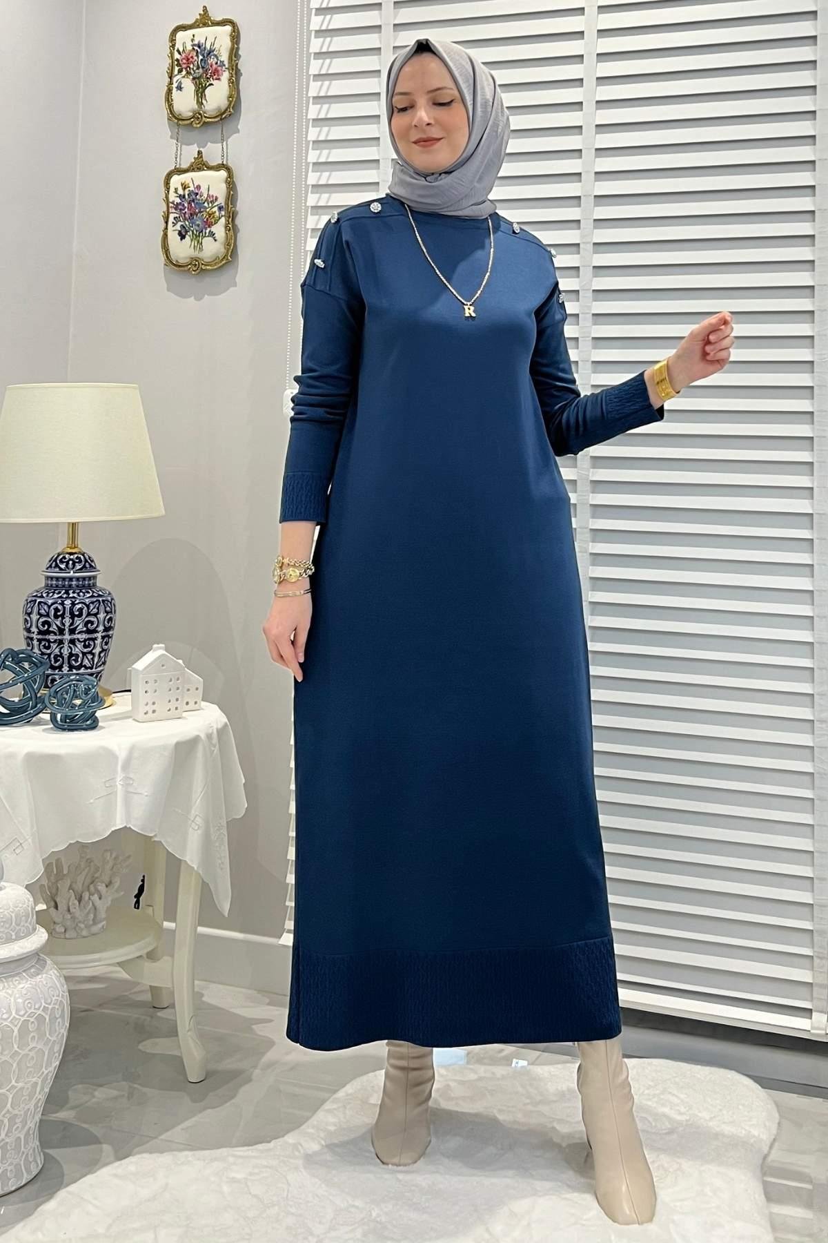 Cansın Antrasit Triko Elbise | Rabia Şamlı | Tesettür Giyim, Elbise ve Kadın Giyim Modası
