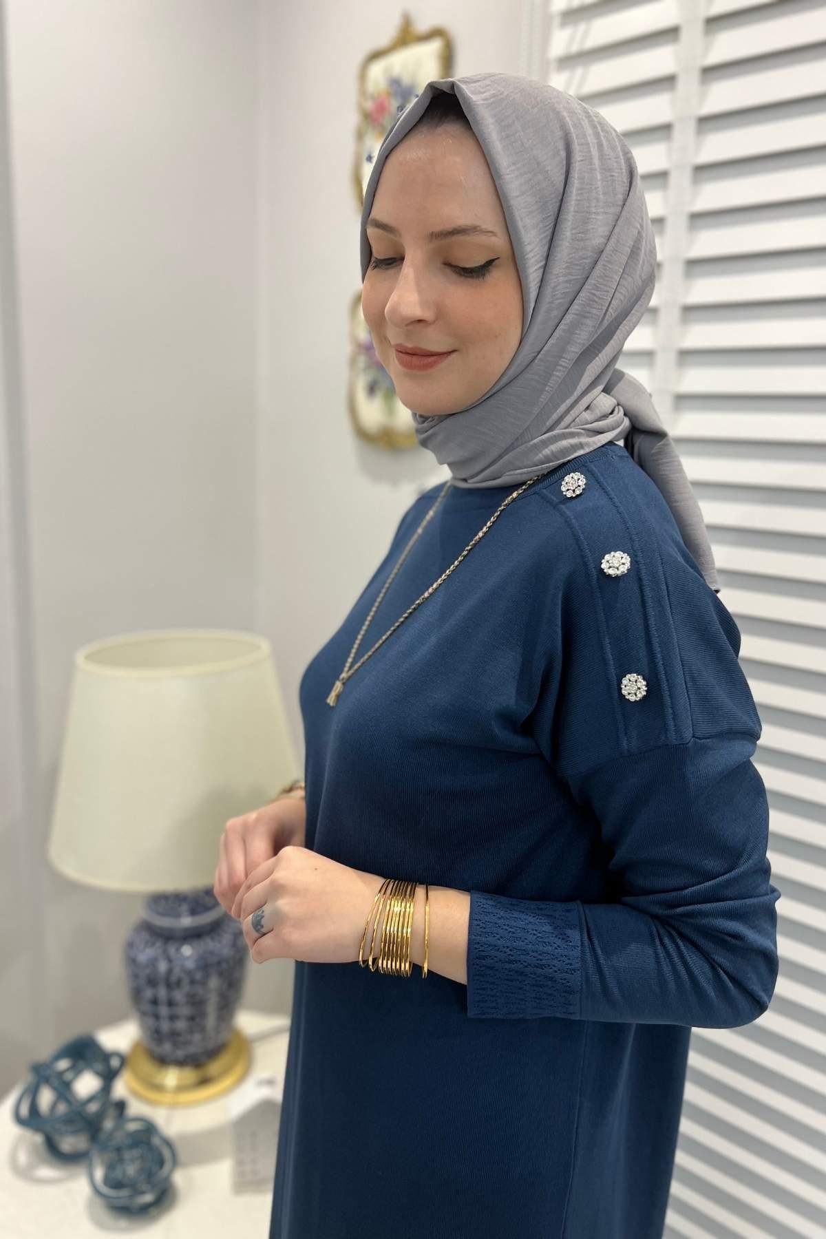 Cansın Antrasit Triko Elbise | Rabia Şamlı | Tesettür Giyim, Elbise ve Kadın Giyim Modası