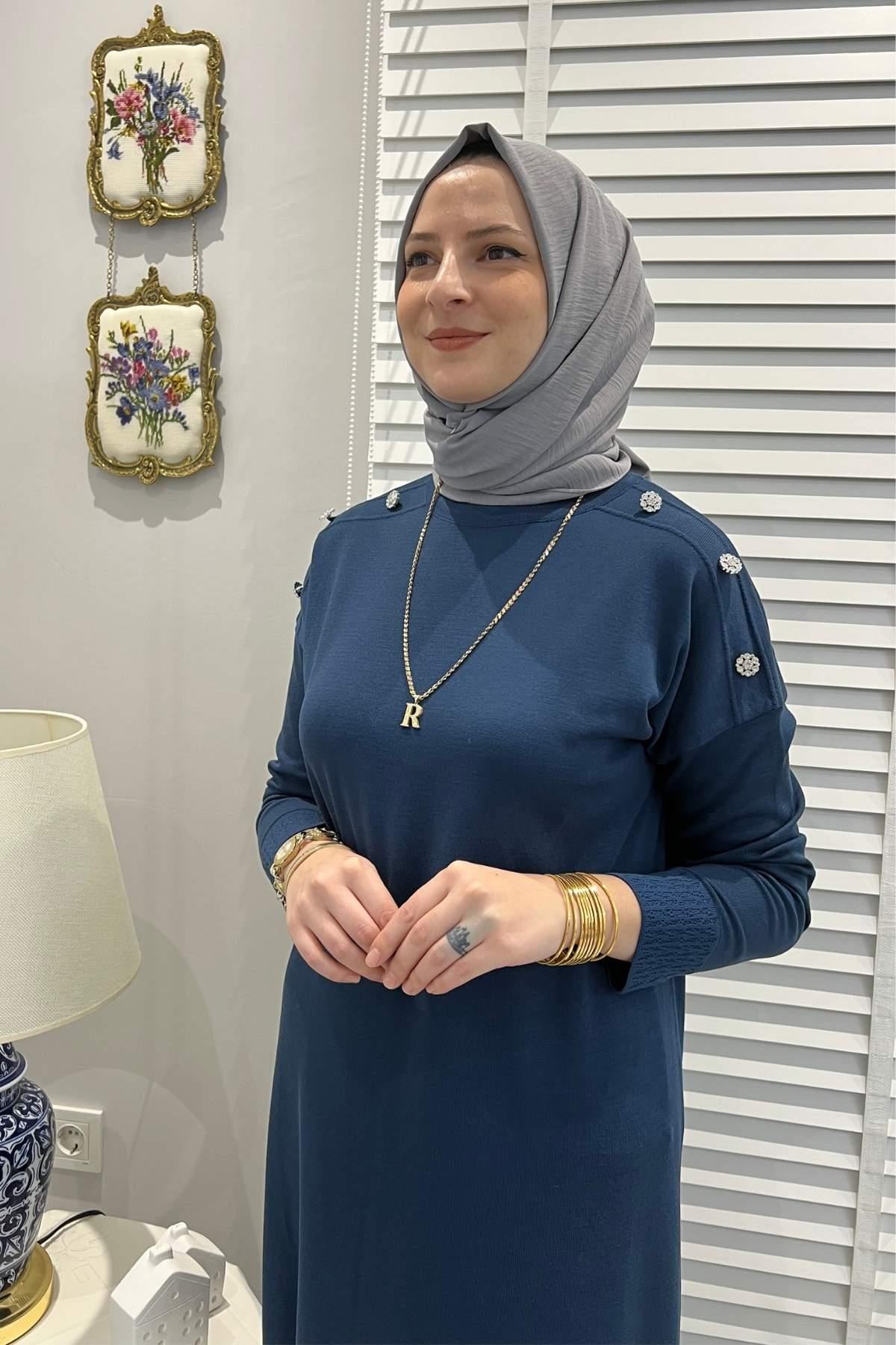 Cansın Antrasit Triko Elbise | Rabia Şamlı | Tesettür Giyim, Elbise ve Kadın Giyim Modası