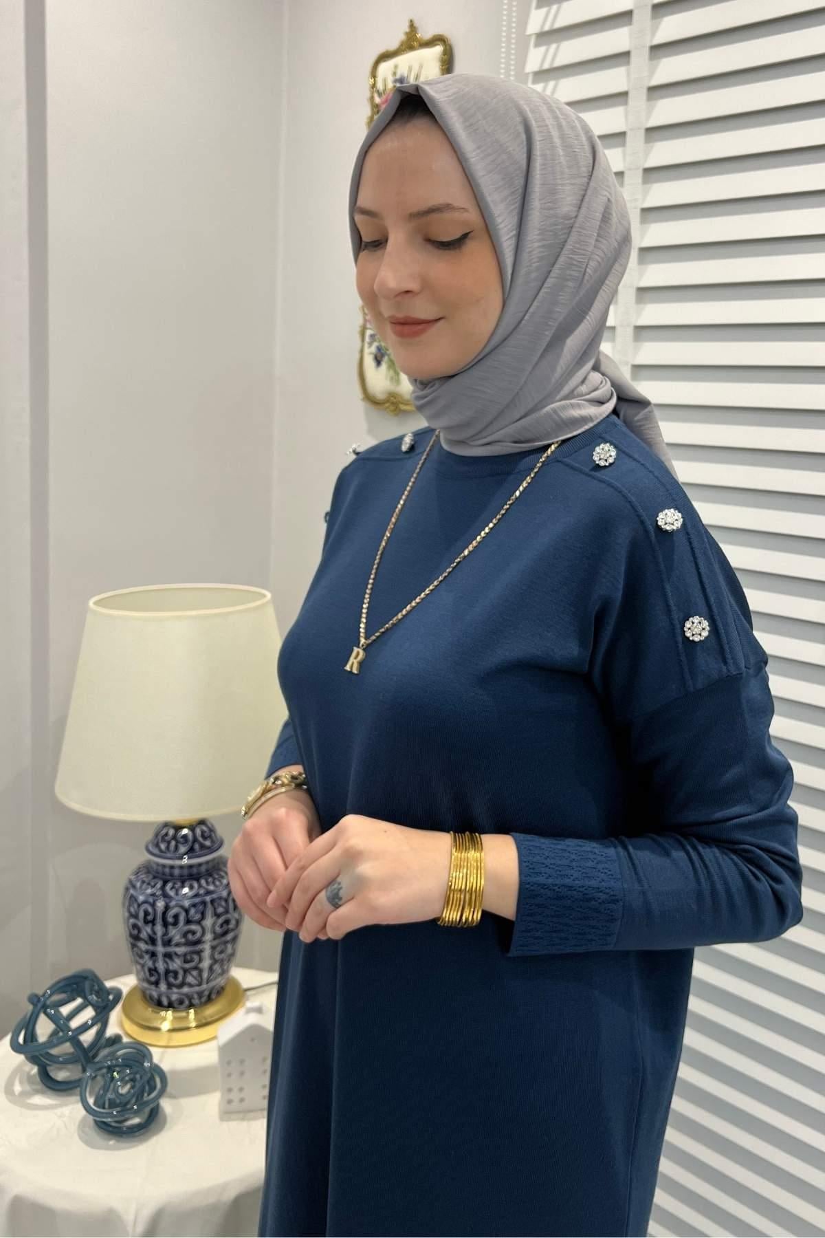 Cansın Antrasit Triko Elbise | Rabia Şamlı | Tesettür Giyim, Elbise ve Kadın Giyim Modası