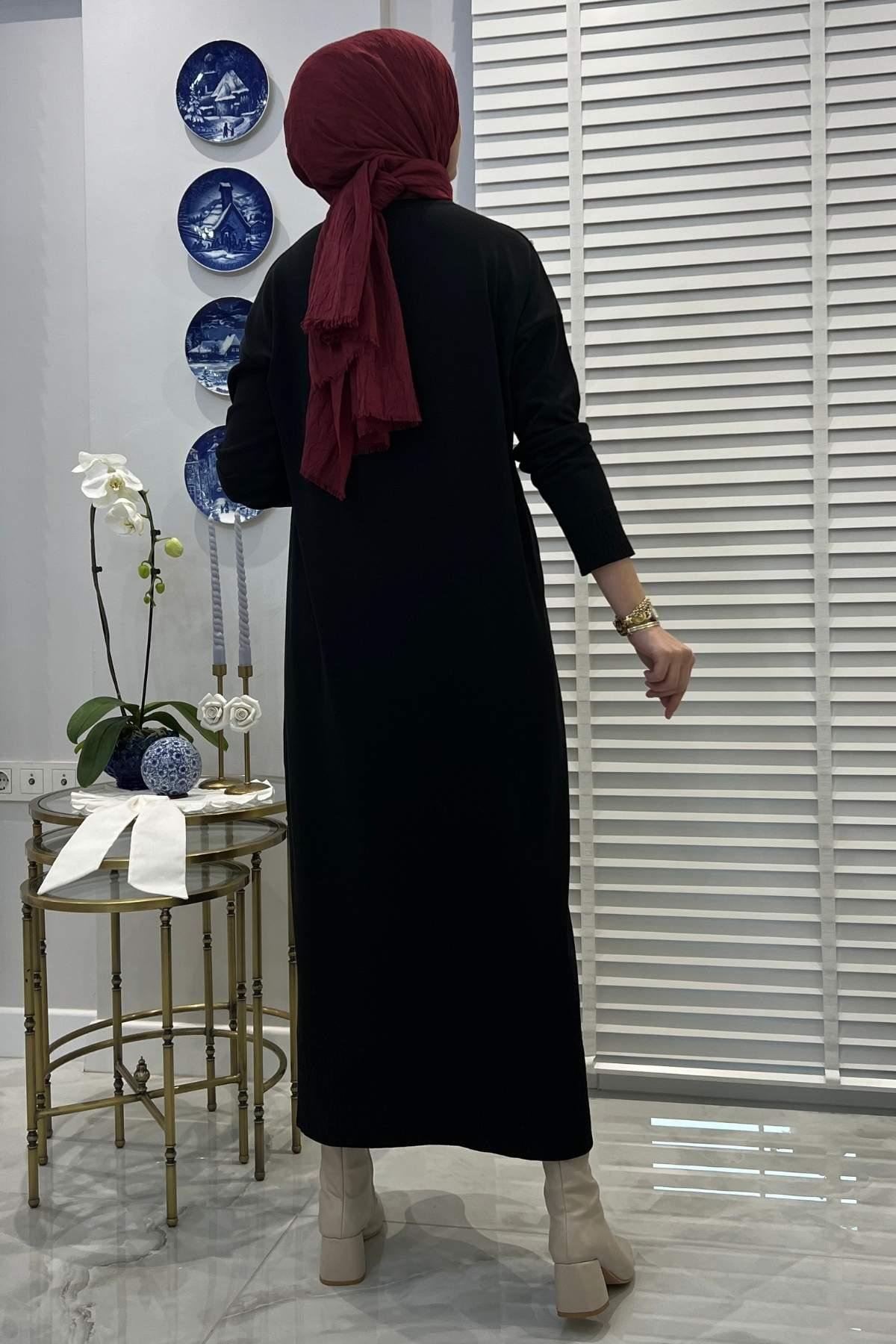 Cansın Antrasit Triko Elbise | Rabia Şamlı | Tesettür Giyim, Elbise ve Kadın Giyim Modası