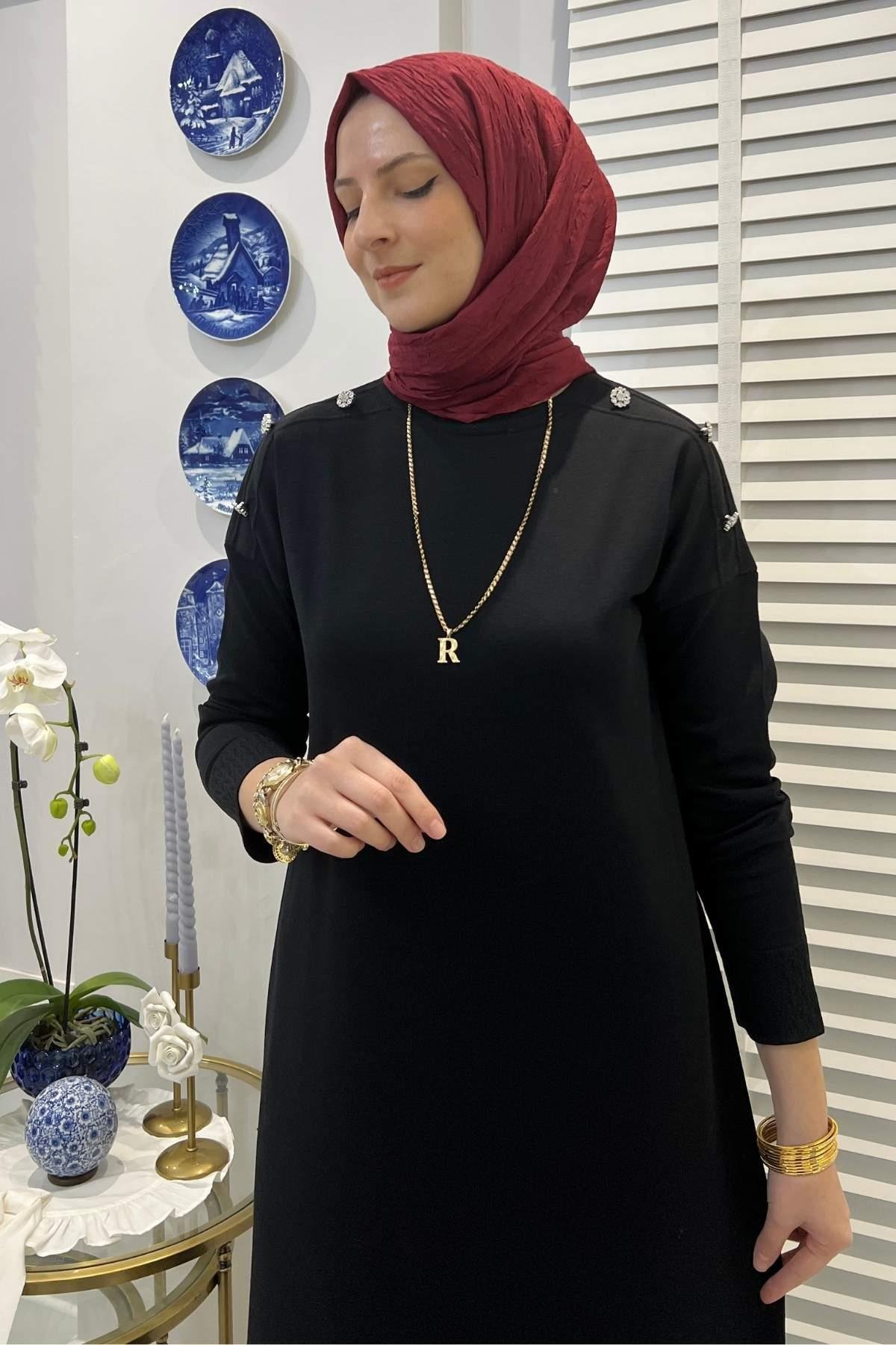 Cansın Antrasit Triko Elbise | Rabia Şamlı | Tesettür Giyim, Elbise ve Kadın Giyim Modası
