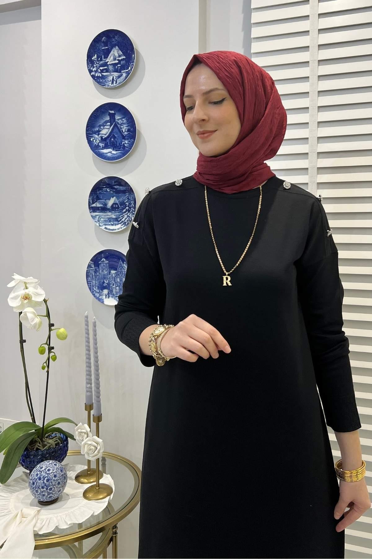 Cansın Antrasit Triko Elbise | Rabia Şamlı | Tesettür Giyim, Elbise ve Kadın Giyim Modası