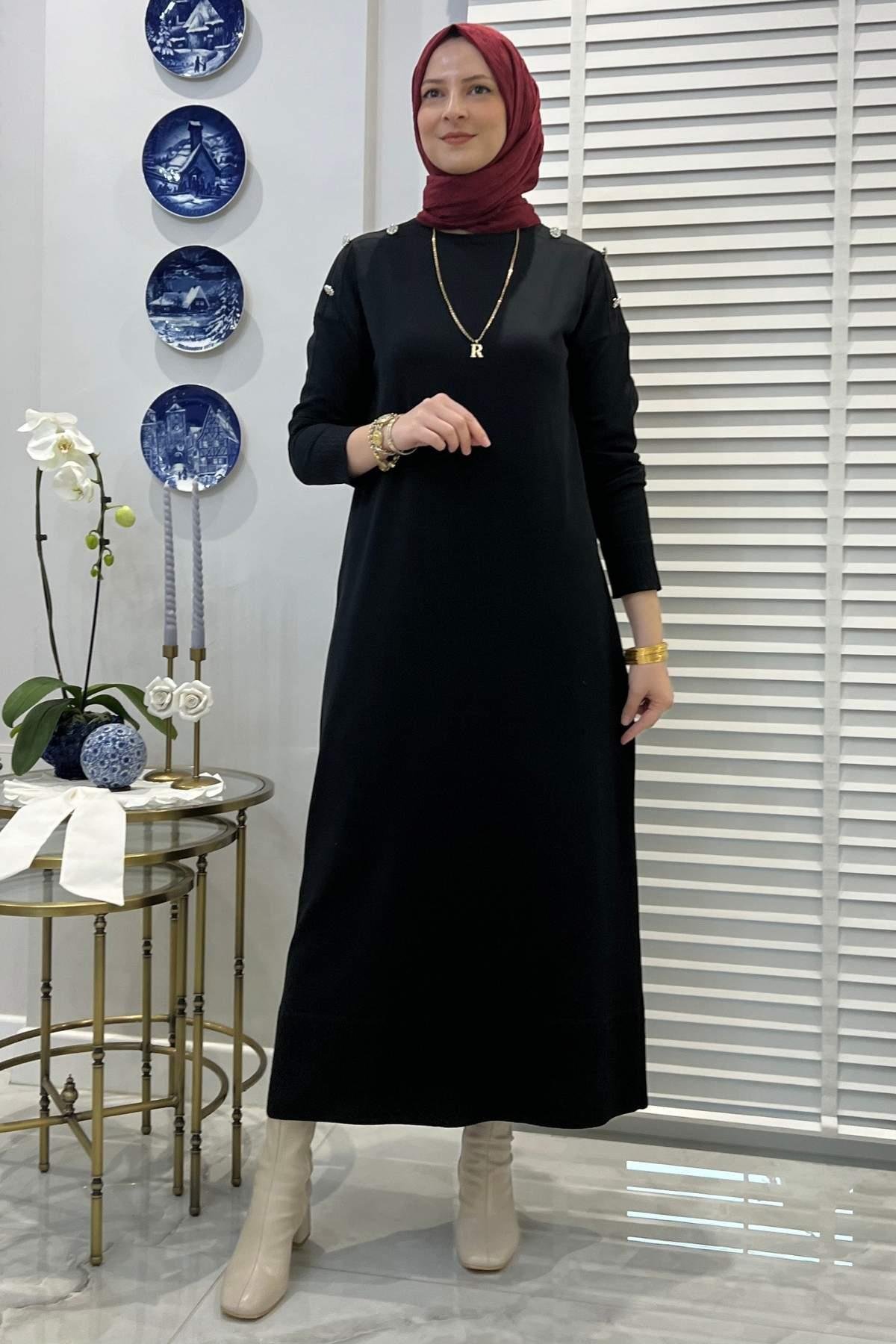 Cansın Antrasit Triko Elbise | Rabia Şamlı | Tesettür Giyim, Elbise ve Kadın Giyim Modası
