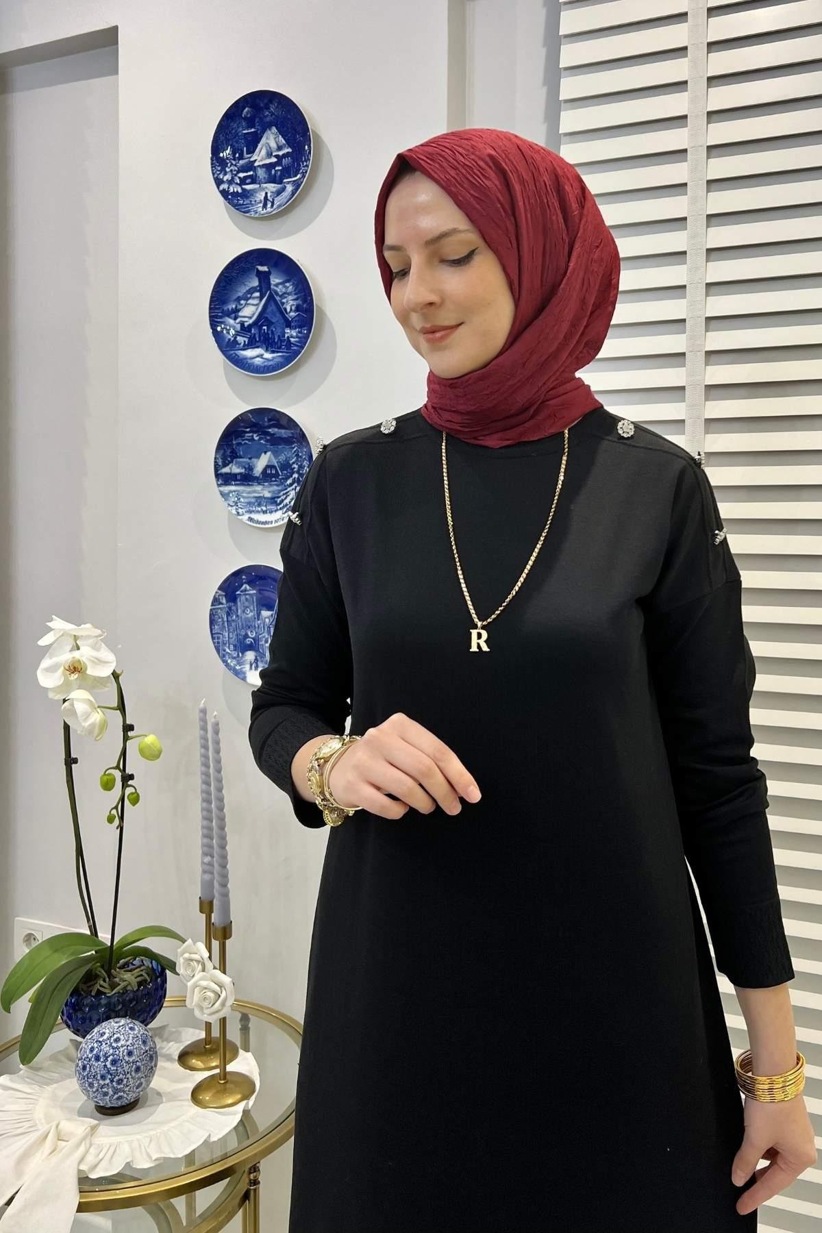 Cansın Antrasit Triko Elbise | Rabia Şamlı | Tesettür Giyim, Elbise ve Kadın Giyim Modası