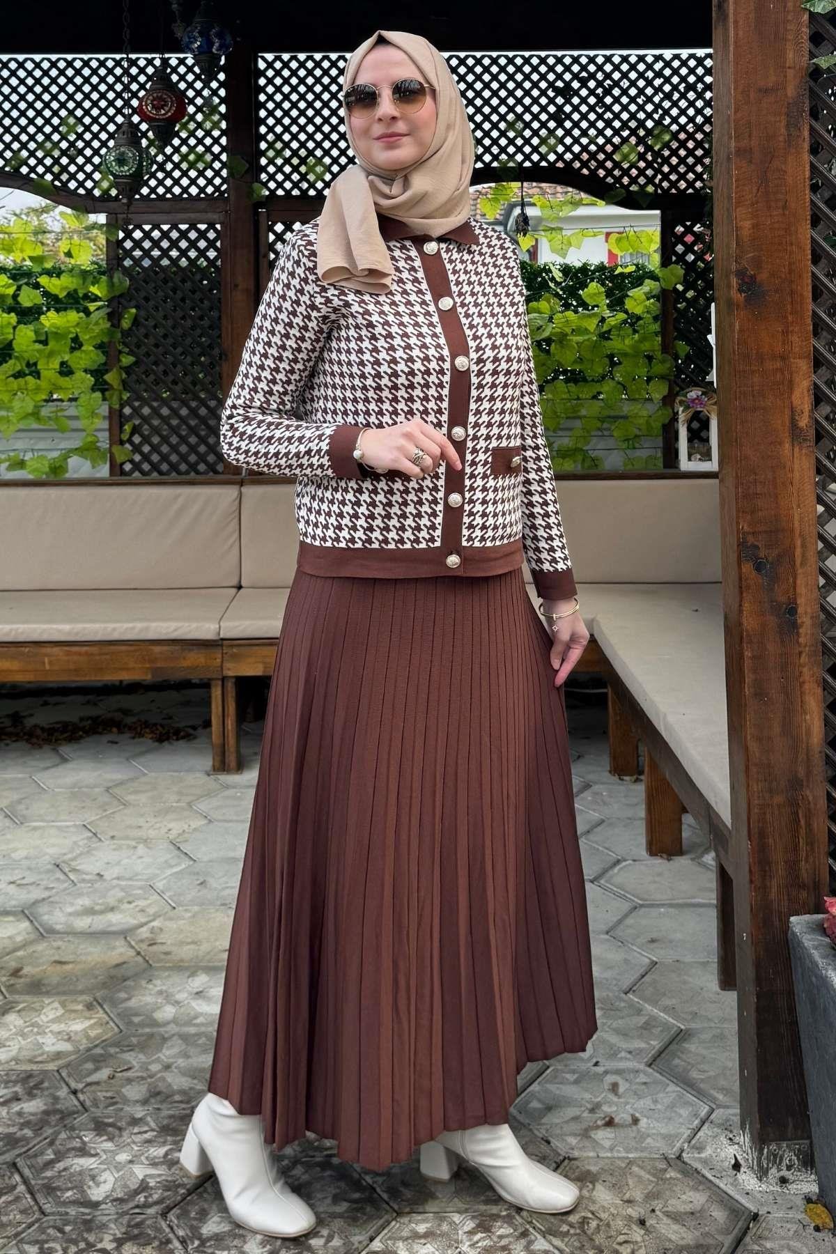 Kazayağı Triko Hırka Takım Antrasit | Rabia Şamlı | Tesettür Giyim, Elbise ve Kadın Giyim Modası