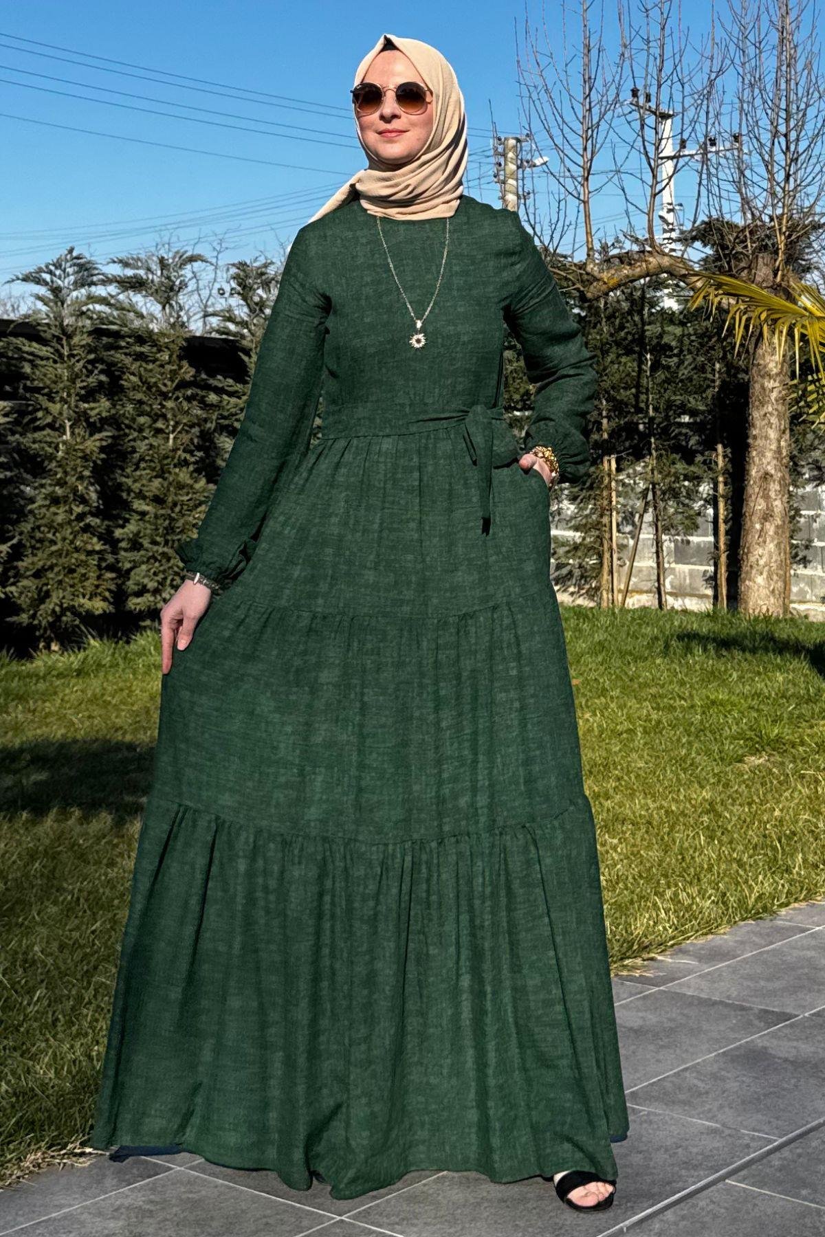 Güzide Yaprak Desenli Elbise Turuncu | Rabia Şamlı | Tesettür Giyim, Elbise ve Kadın Giyim Modası