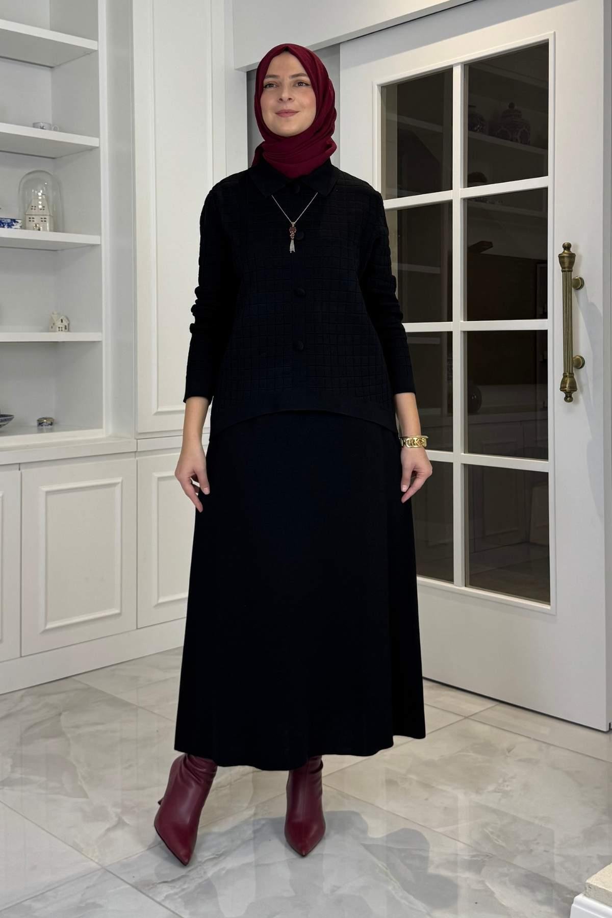 Sare Triko Takım Sütlü Kahve | Rabia Şamlı | Tesettür Giyim, Elbise ve Kadın Giyim Modası