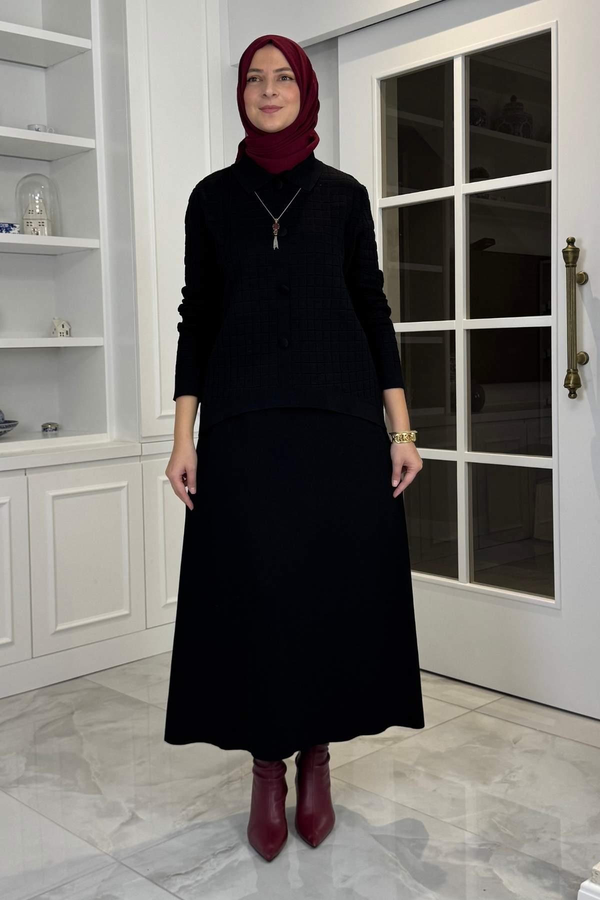 Sare Triko Takım Sütlü Kahve | Rabia Şamlı | Tesettür Giyim, Elbise ve Kadın Giyim Modası