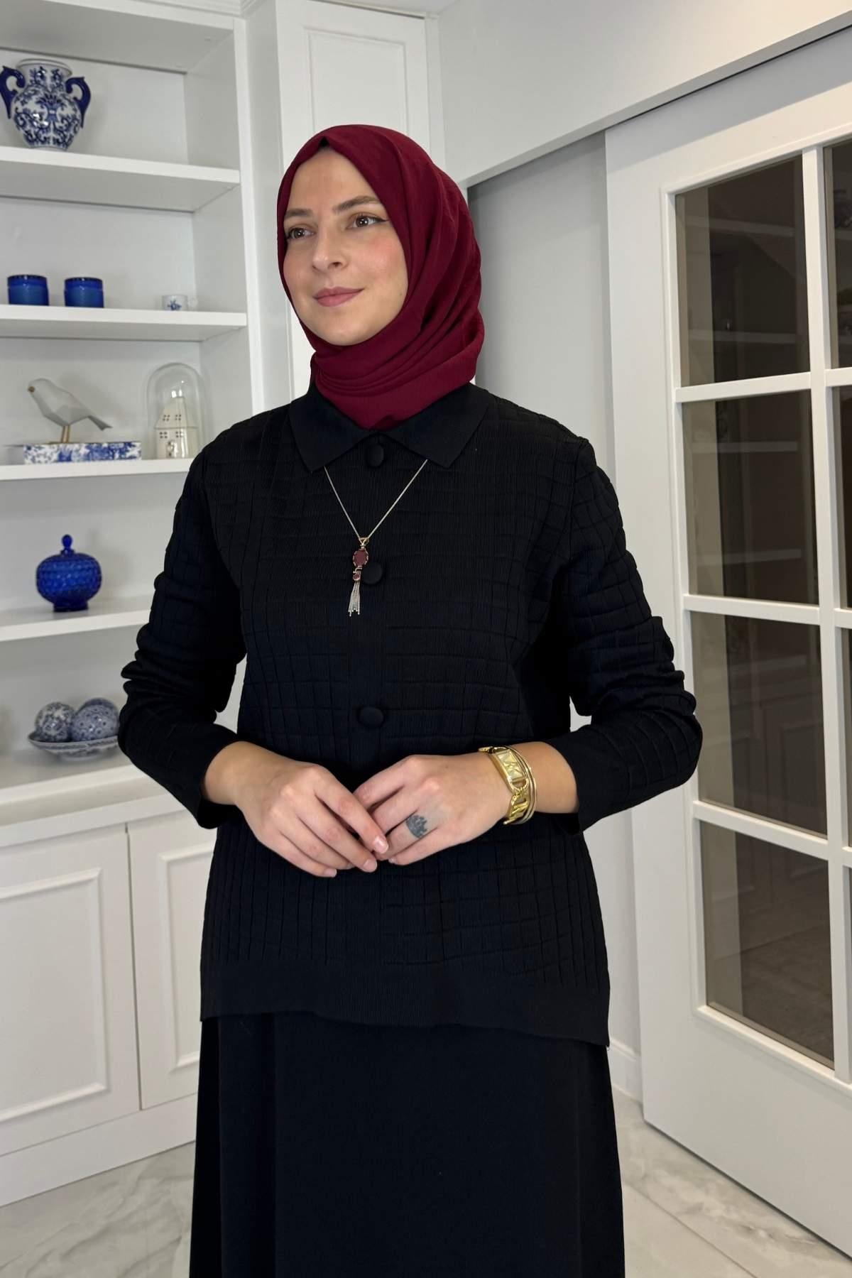 Sare Triko Takım Sütlü Kahve | Rabia Şamlı | Tesettür Giyim, Elbise ve Kadın Giyim Modası