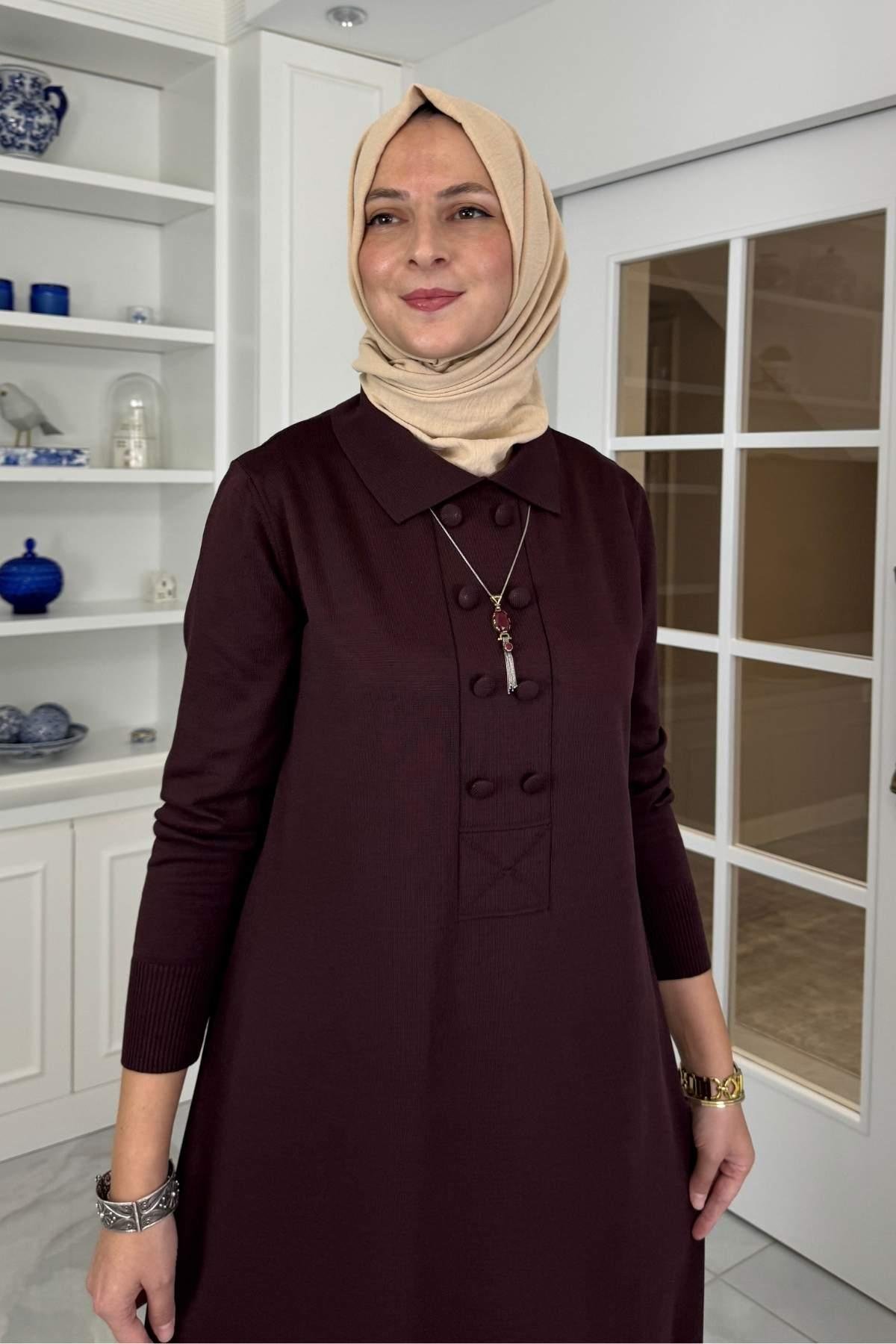 Laçin Triko Elbise Acı Kahve | Rabia Şamlı | Tesettür Giyim, Elbise ve Kadın Giyim Modası