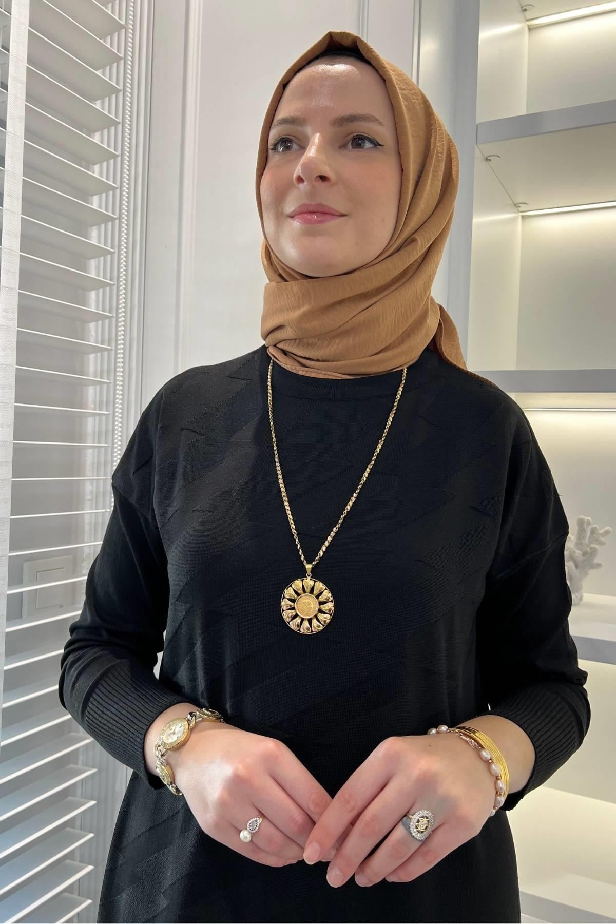 Lalezar Camel Triko Elbise - Rabia Şamlı | Tesettür Giyim, Elbise ve Kadın Giyim Modası