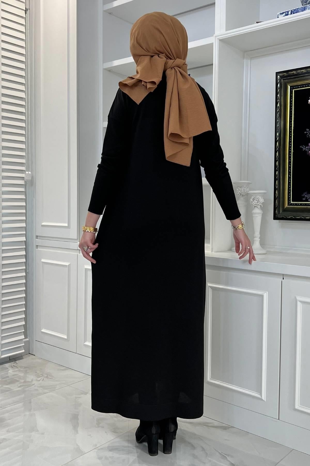 Lalezar Camel Triko Elbise - Rabia Şamlı | Tesettür Giyim, Elbise ve Kadın Giyim Modası