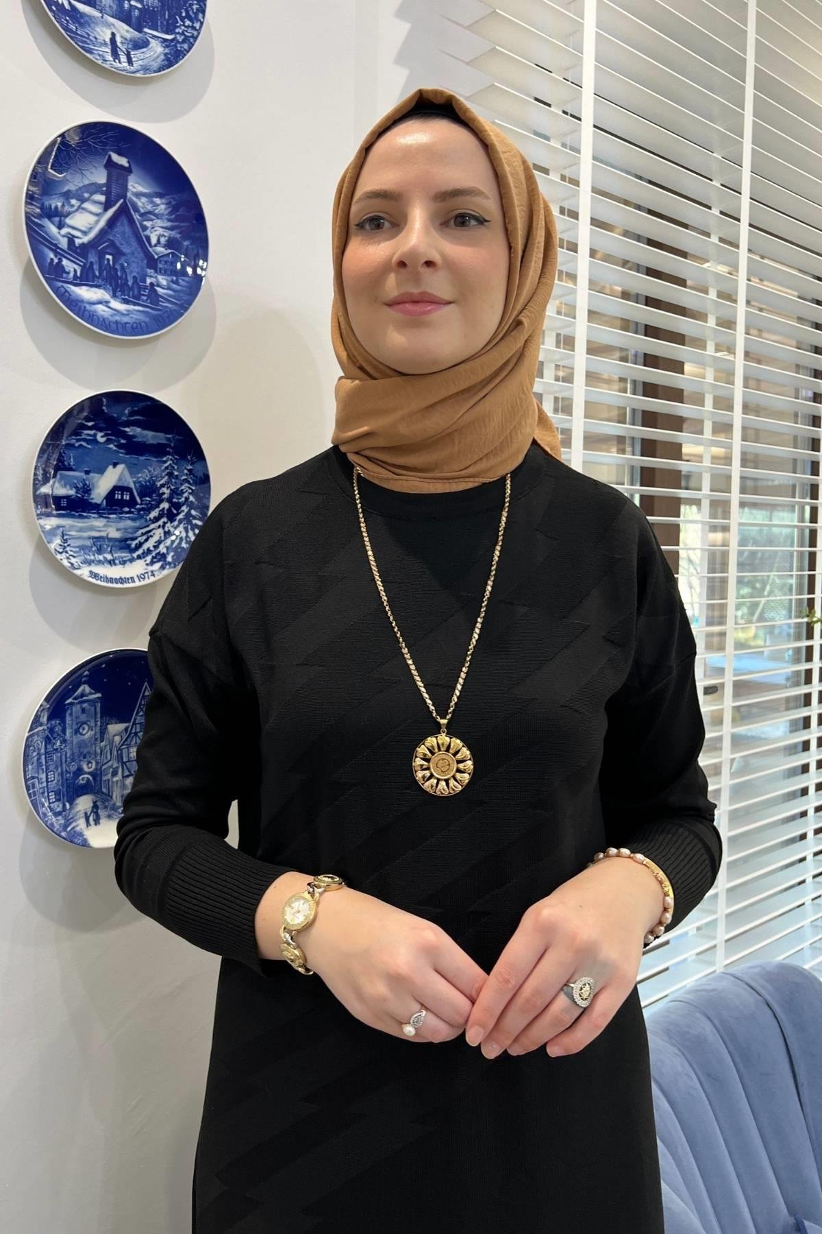 Lalezar Camel Triko Elbise - Rabia Şamlı | Tesettür Giyim, Elbise ve Kadın Giyim Modası