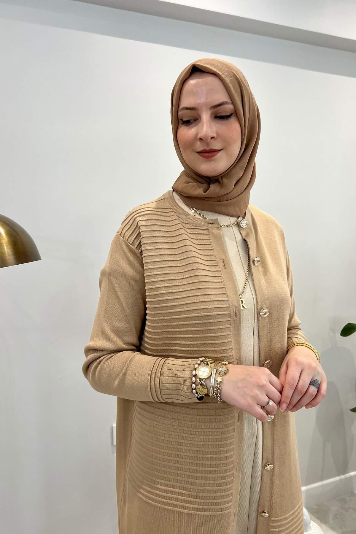 İkra Turuncu Triko Hırka - Rabia Şamlı | Tesettür Giyim, Elbise ve Kadın Giyim Modası