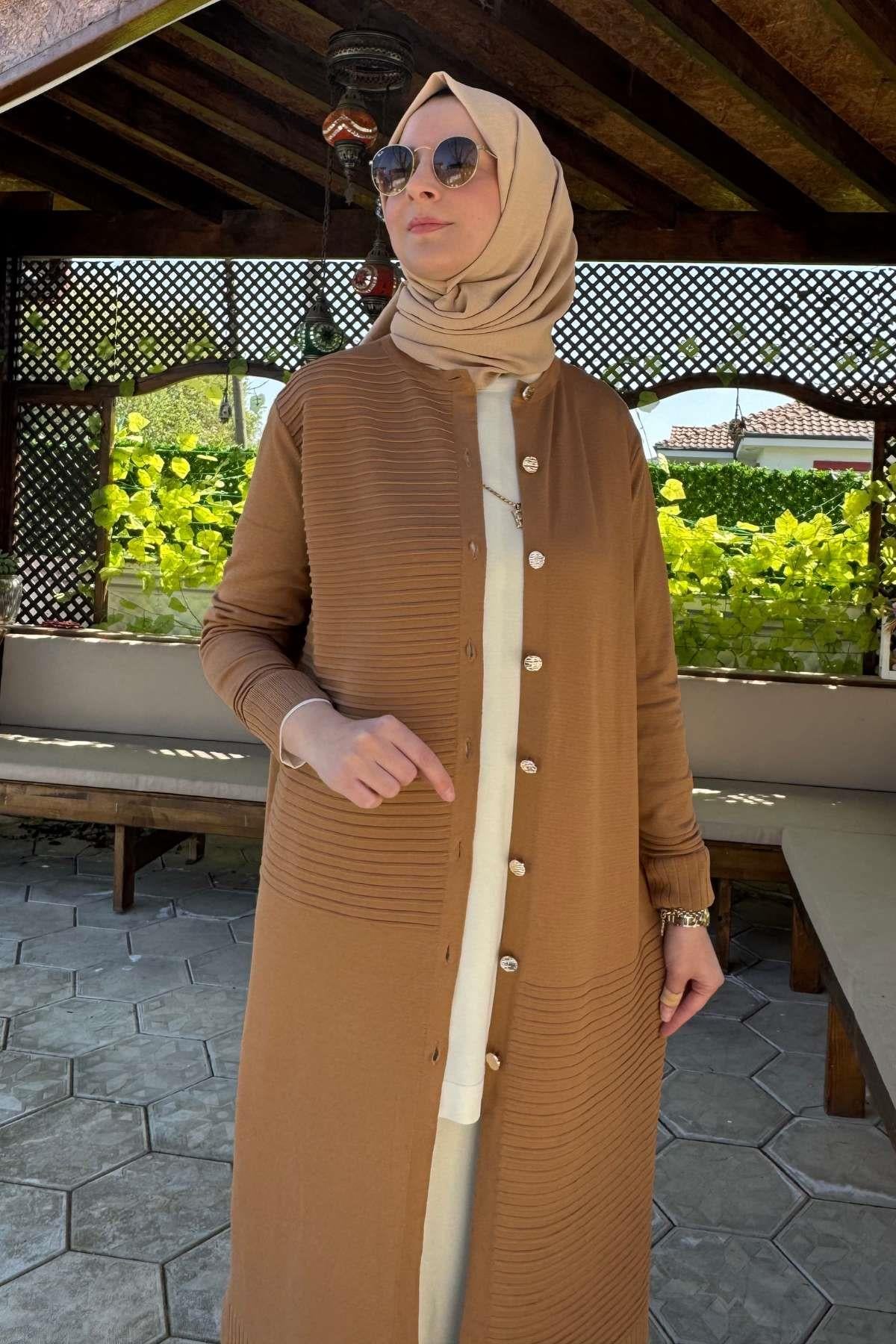 Manolya Saks Triko Hırka | Rabia Şamlı | Tesettür Giyim, Elbise ve Kadın Giyim Modası